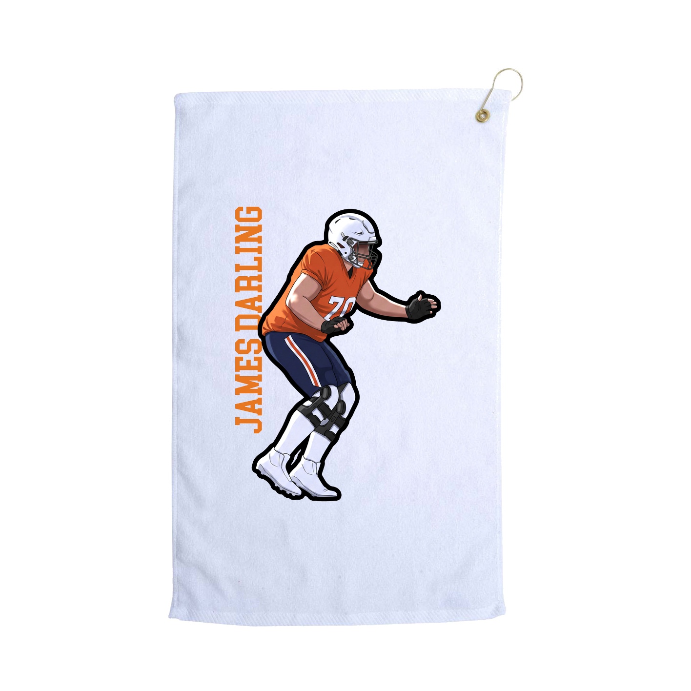 Golf Towel — Name Vertical in White