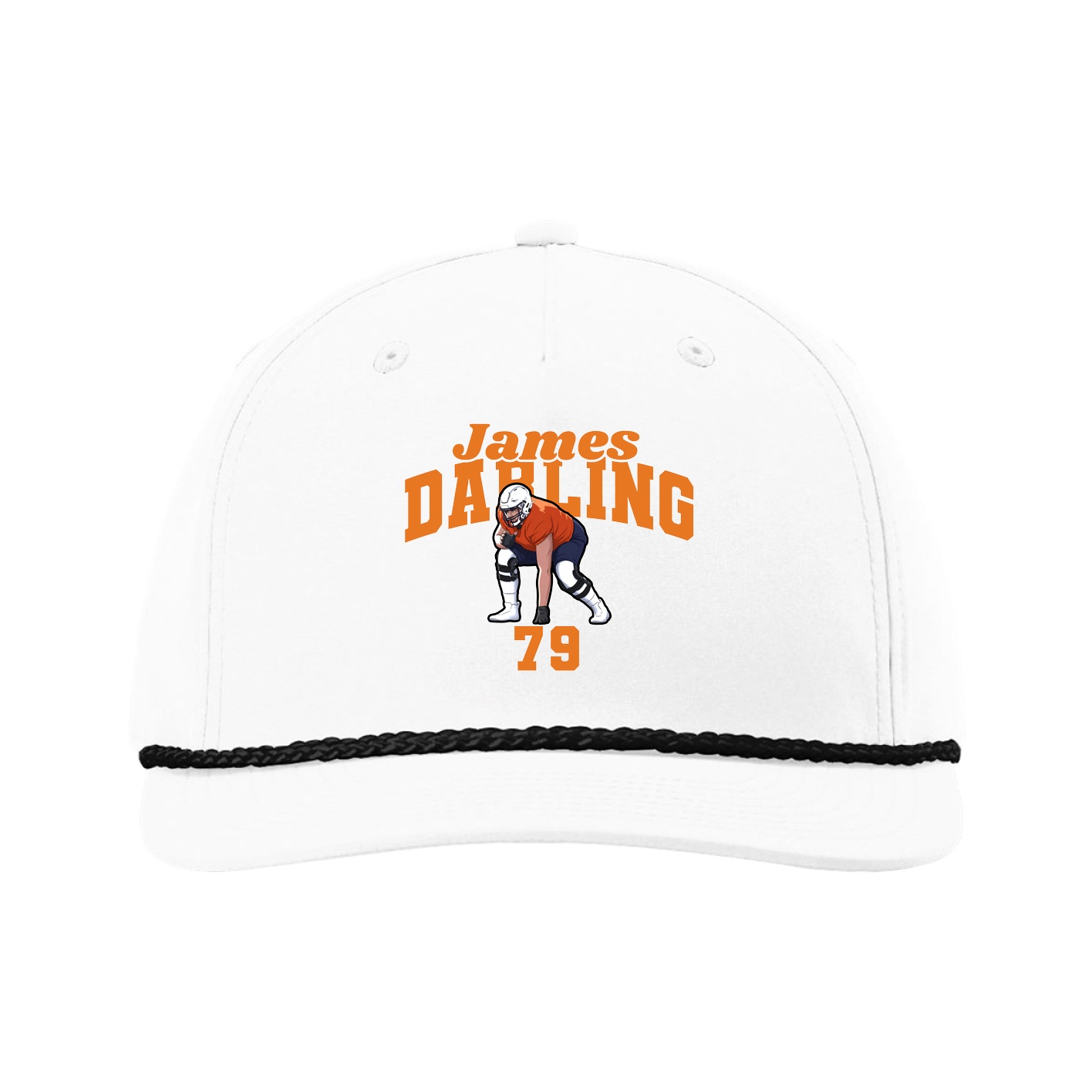 Five-Panel Classic Rope Cap — Signature Arch in White