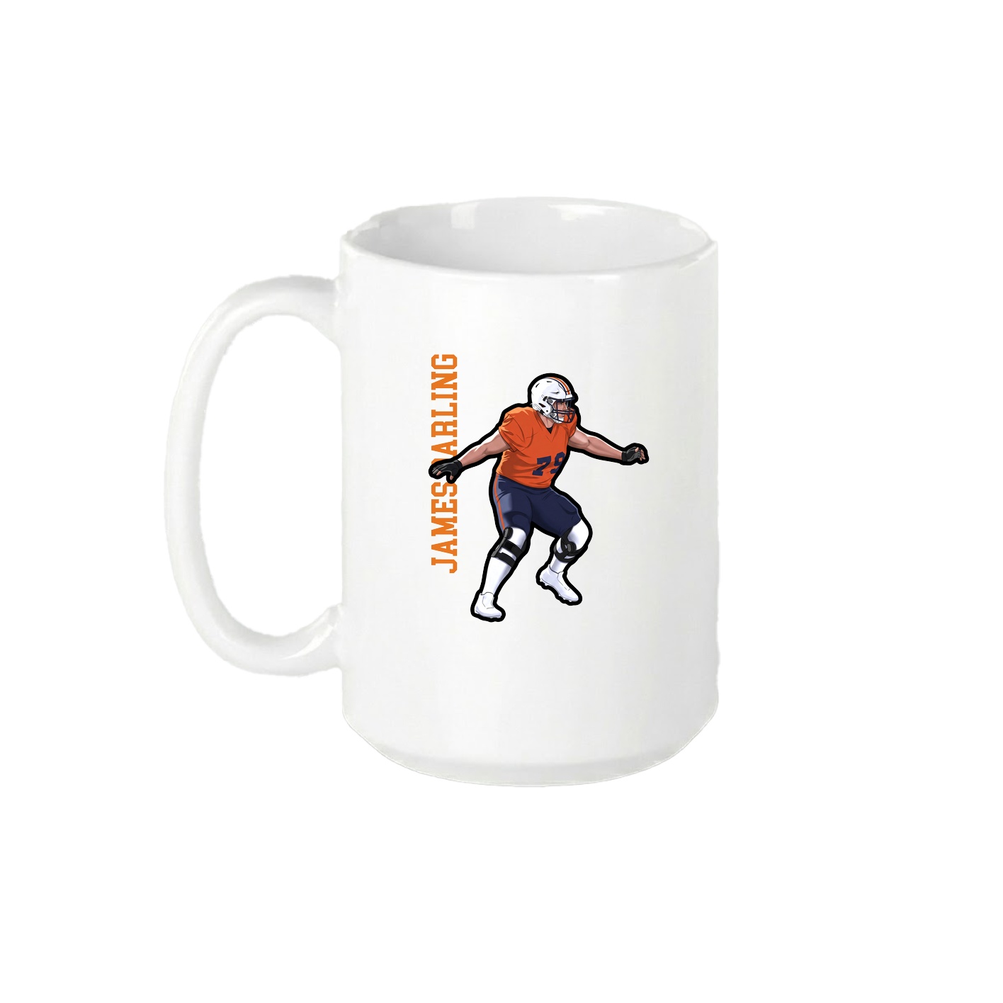 15oz Coffee Mug — Name Vertical in White