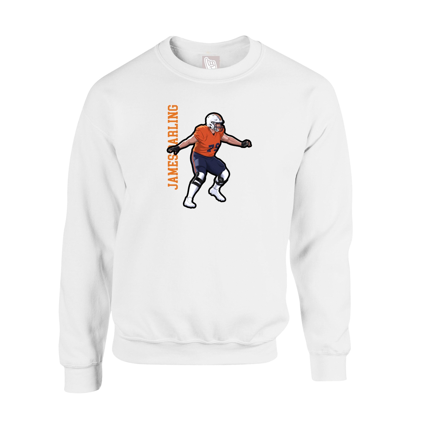 Fleece Crew — Name Vertical in White
