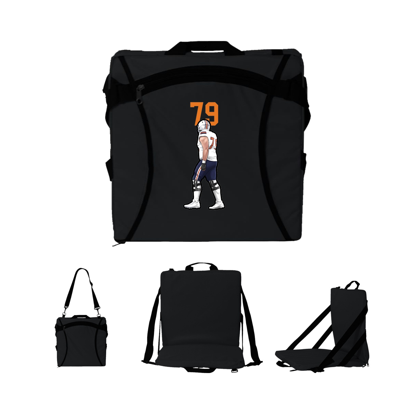 Folding Stadium Seat — Number Top in Black