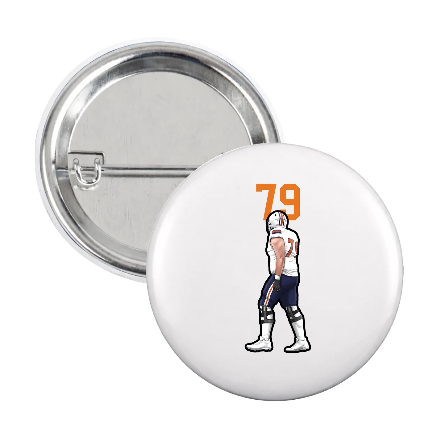 Game Day Button — Number Top in White