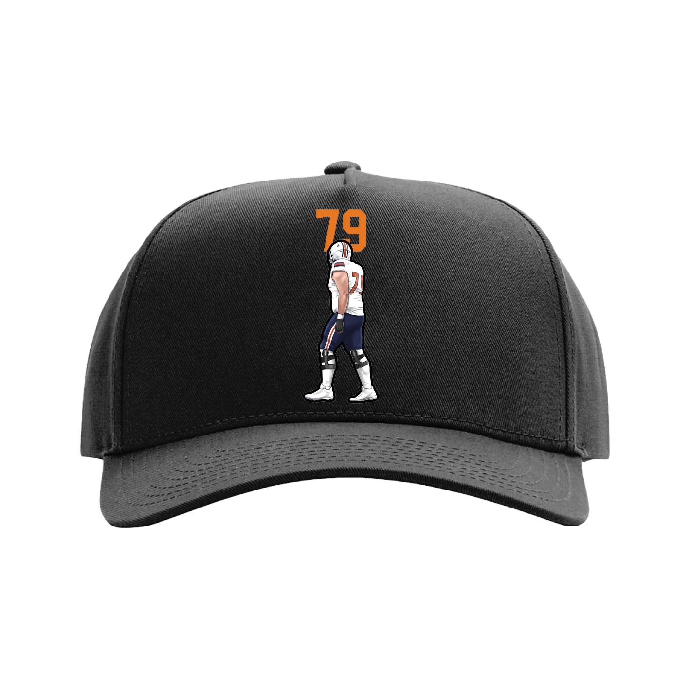 Full Fabric Five-Panel Champ Cap — Number Top in Black