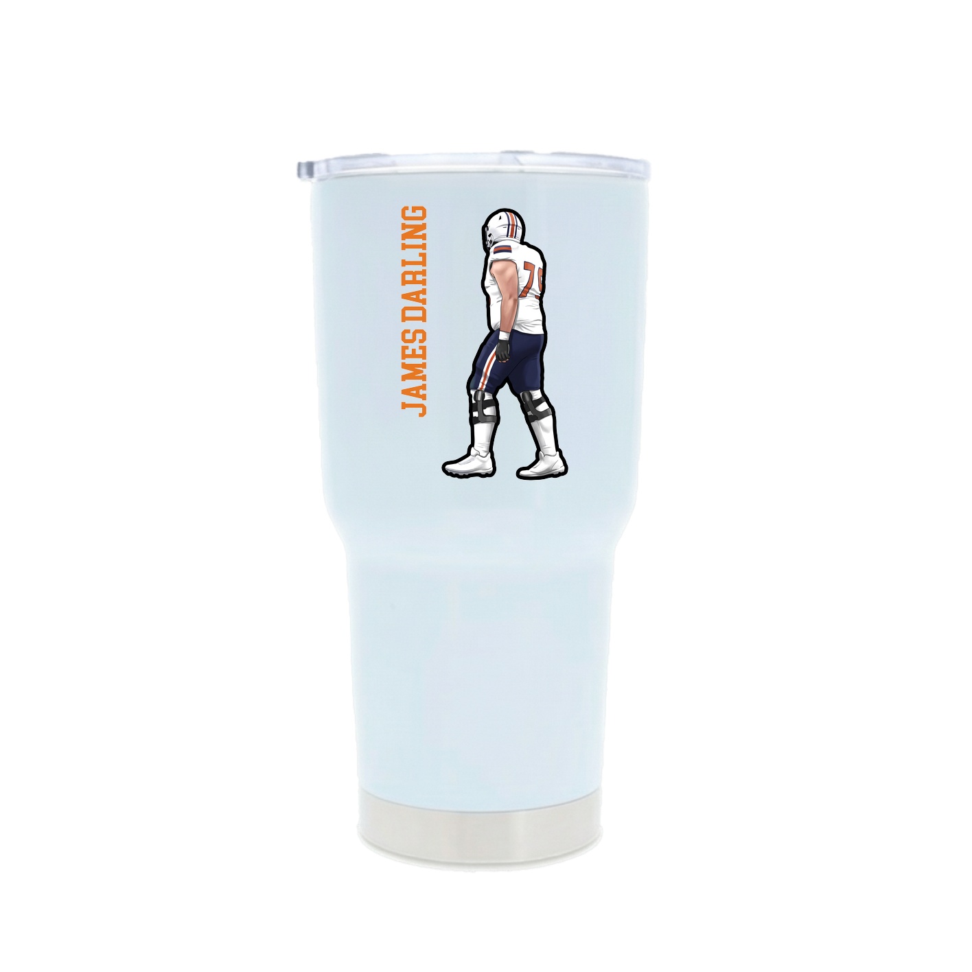 30oz Stainless Steel Tumbler — Name Vertical in White