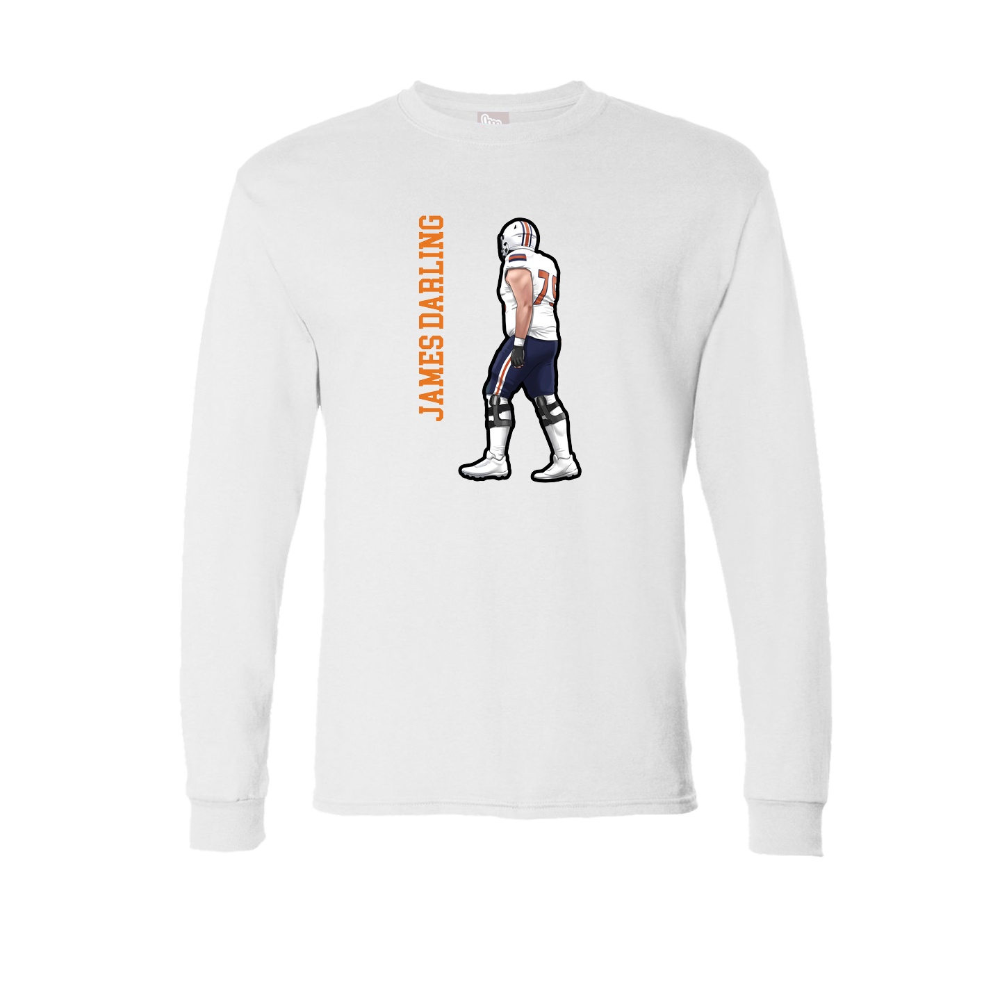Long Sleeve Tee — Name Vertical in White