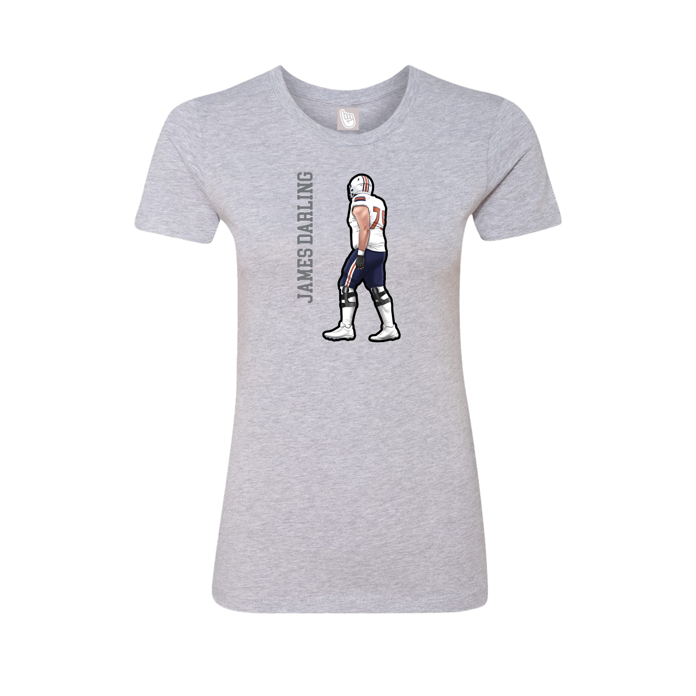 Womens Tee — Name Vertical in Grey