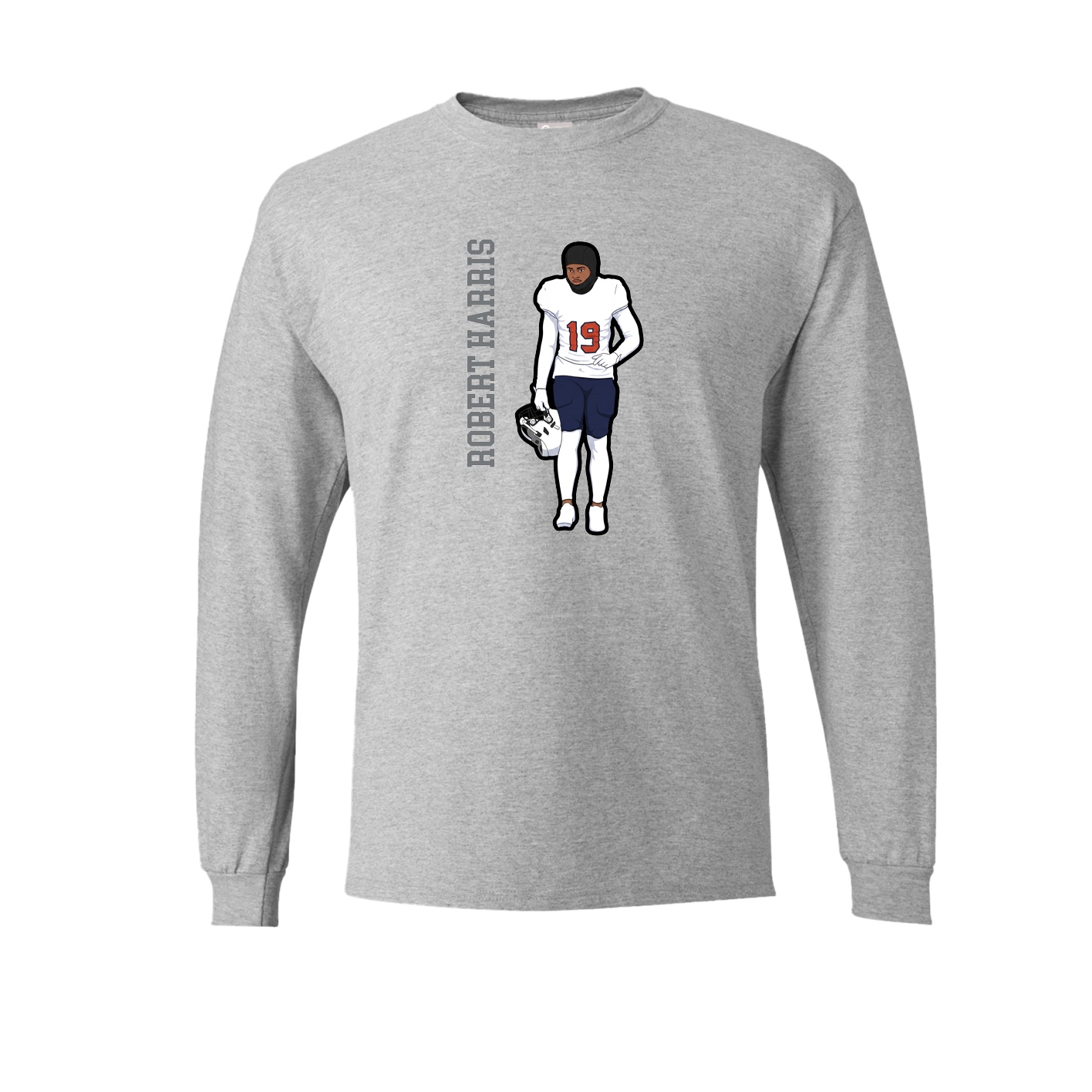 Long Sleeve Tee — Name Vertical in Grey