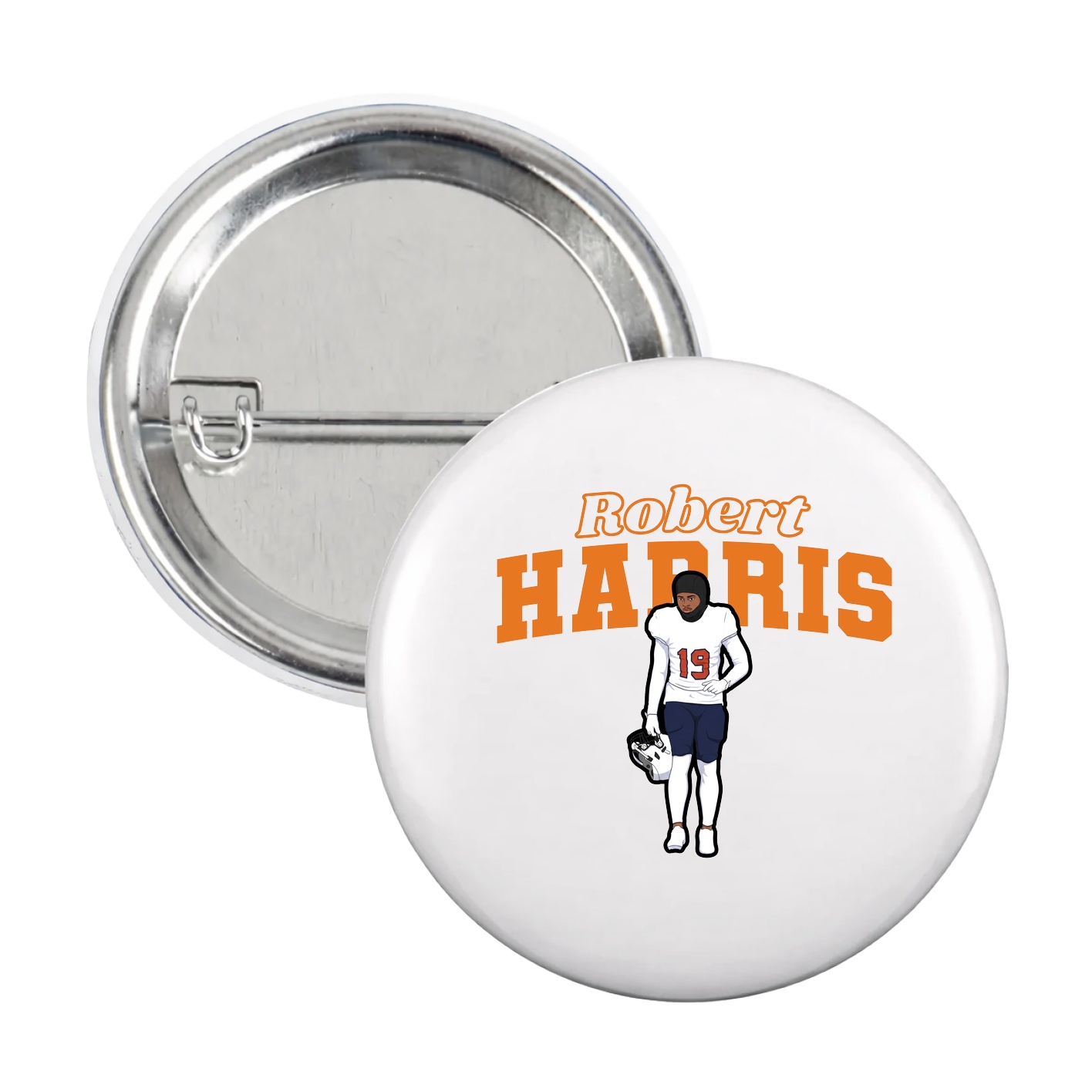 Game Day Button — Name Arch in White