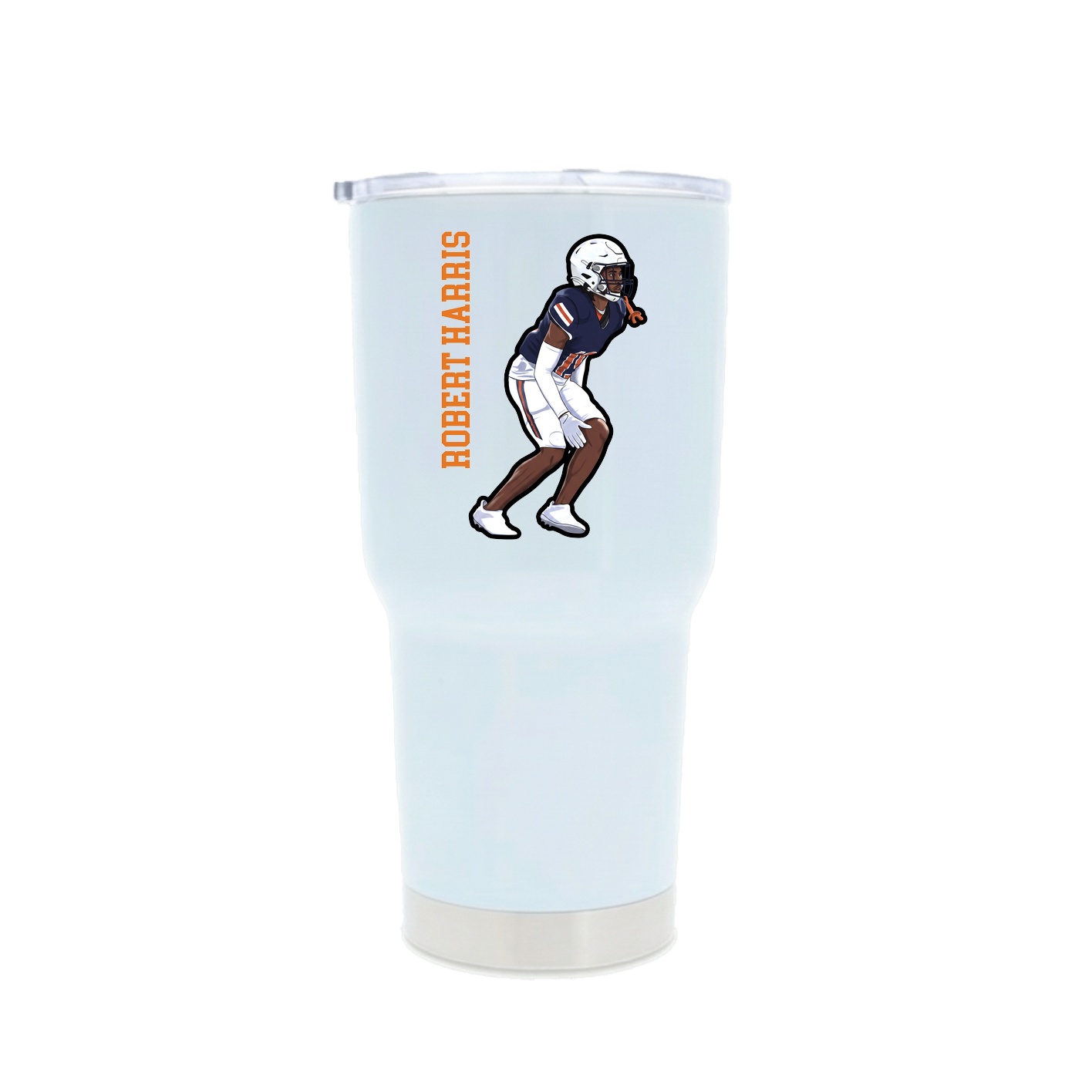 30oz Stainless Steel Tumbler — Name Vertical in White
