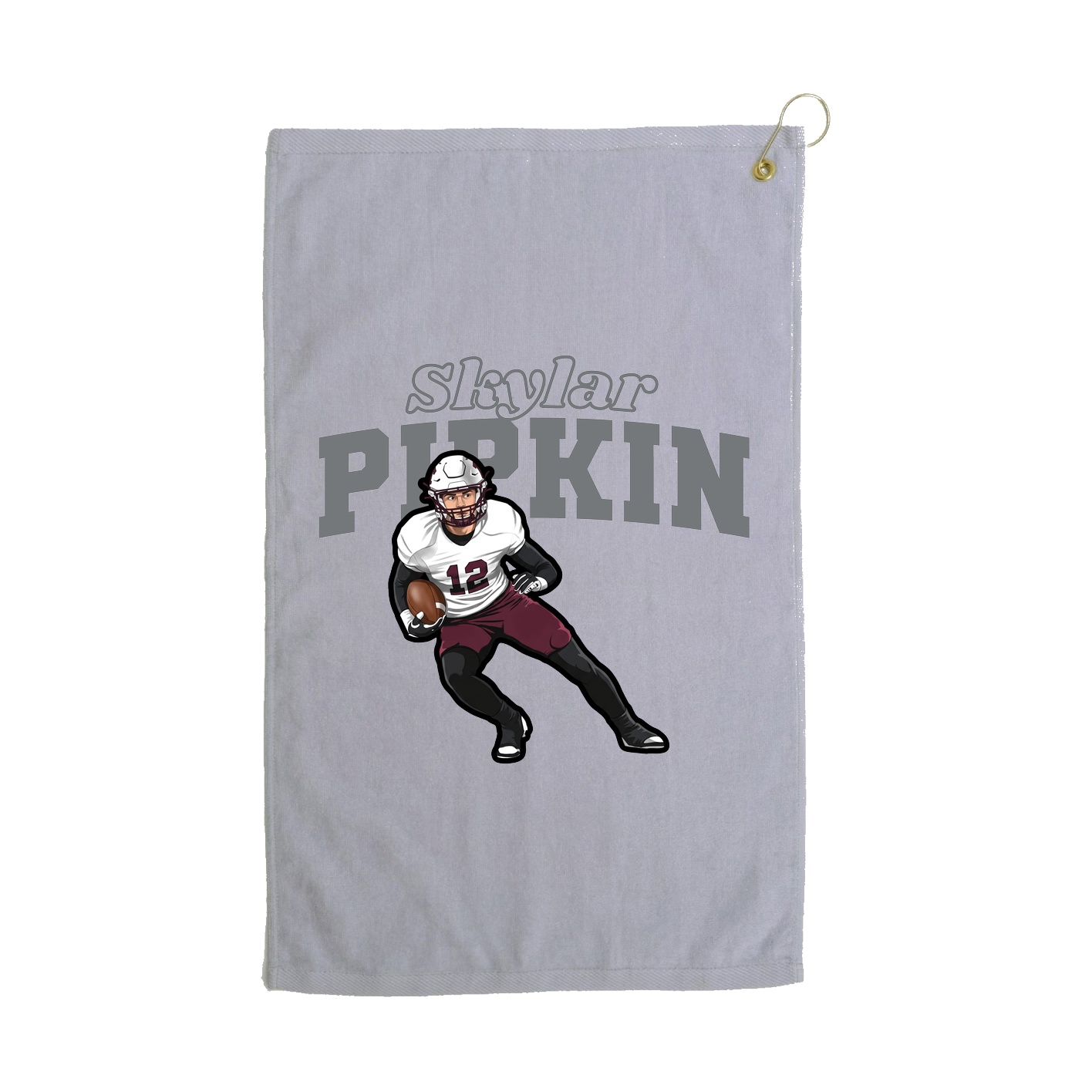 Golf Towel — Name Arch in Grey