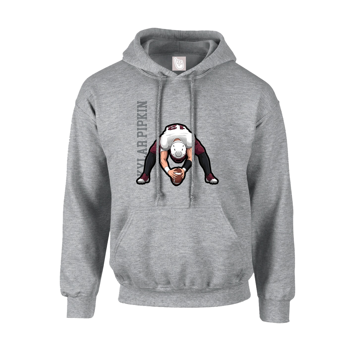 Hoodie — Name Vertical in Grey