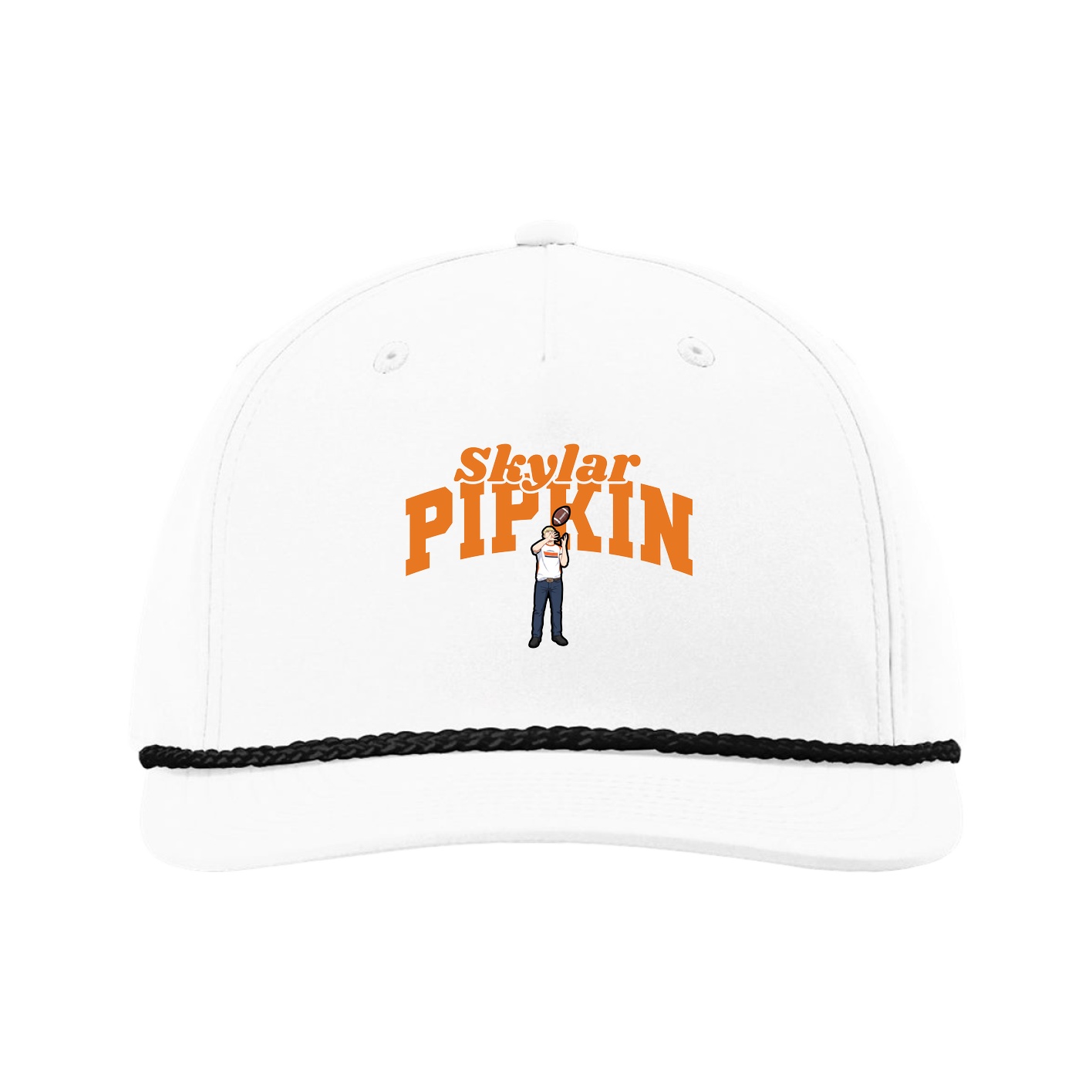 Five-Panel Classic Rope Cap — Signature Arch in White
