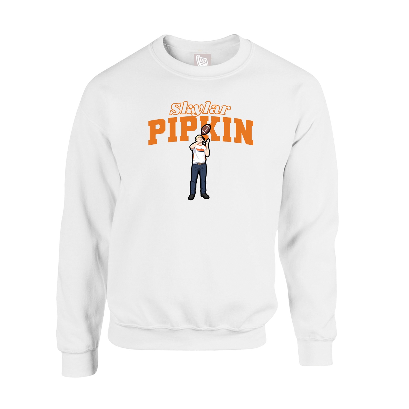 Fleece Crew — Name Arch in White
