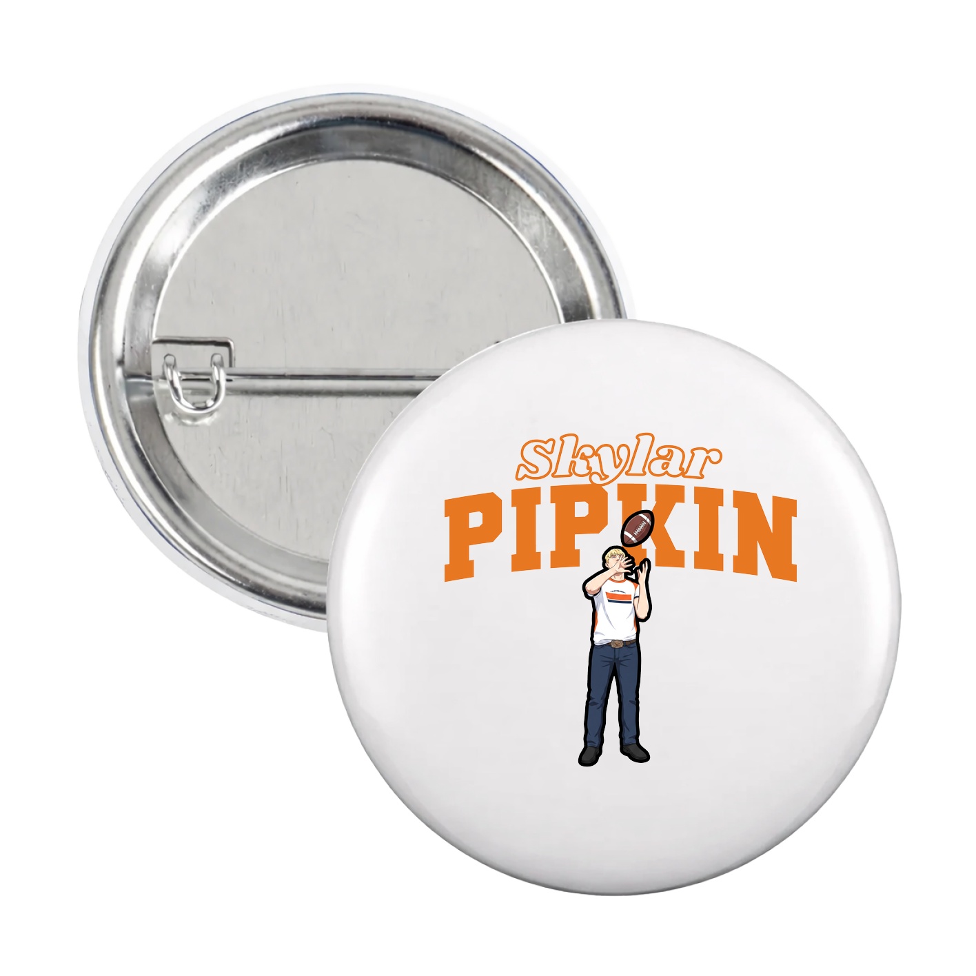 Game Day Button — Name Arch in White