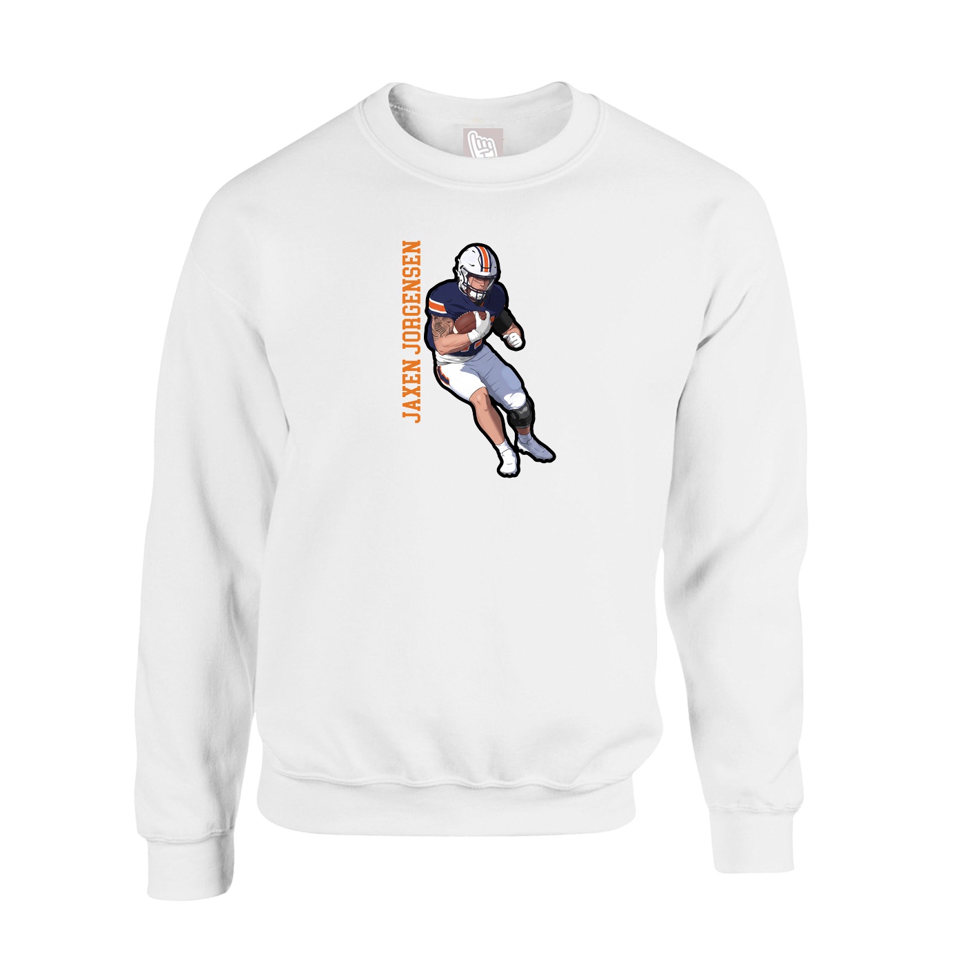 Fleece Crew — Name Vertical in White