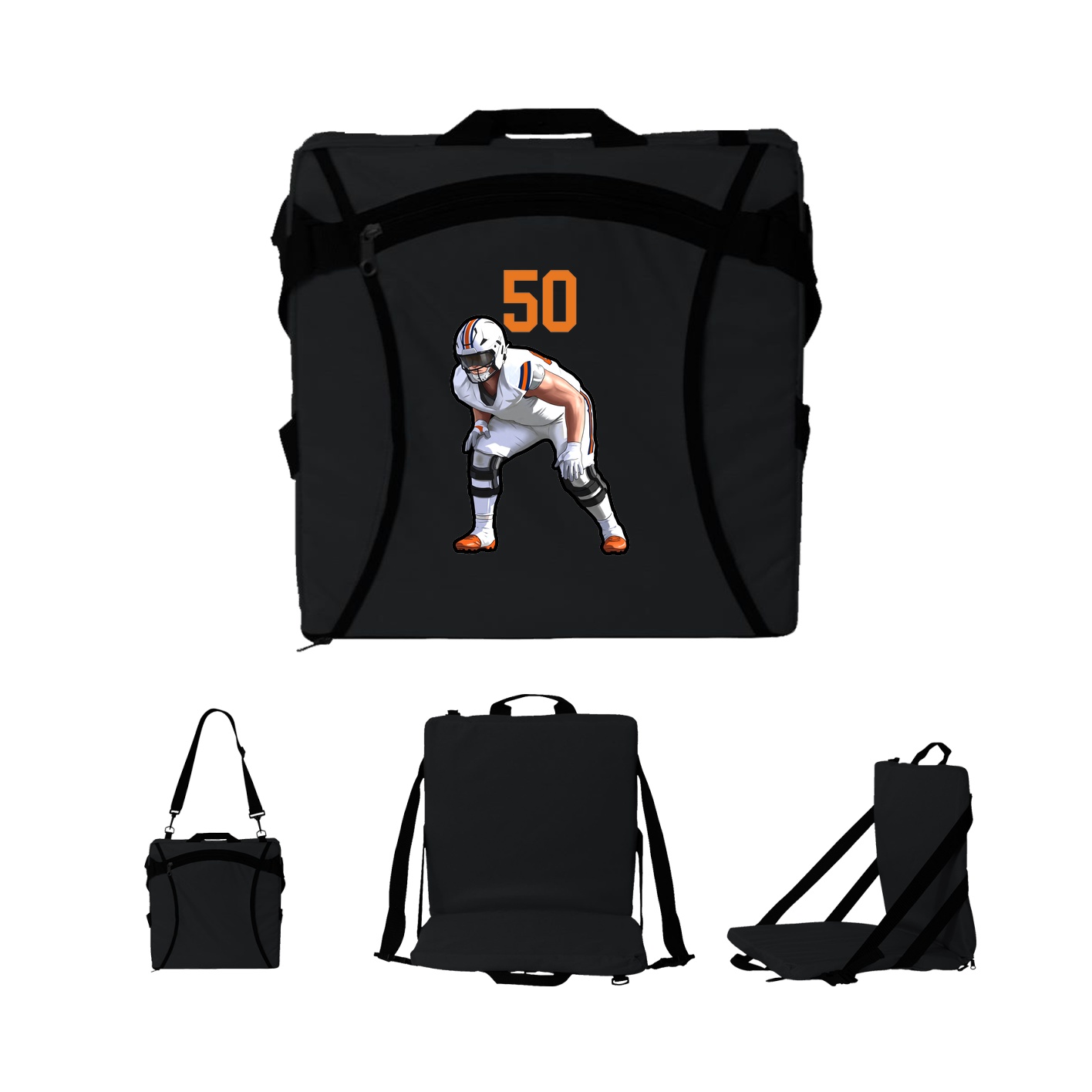 Folding Stadium Seat — Number Top in Black