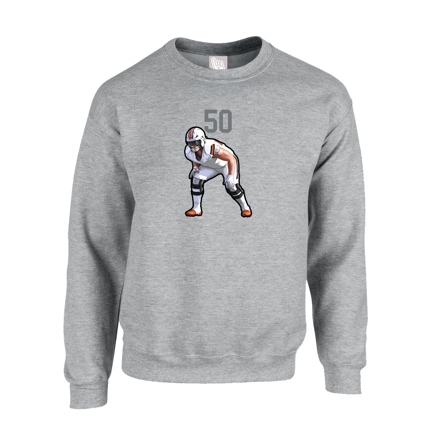 Fleece Crew — Number Top in Grey