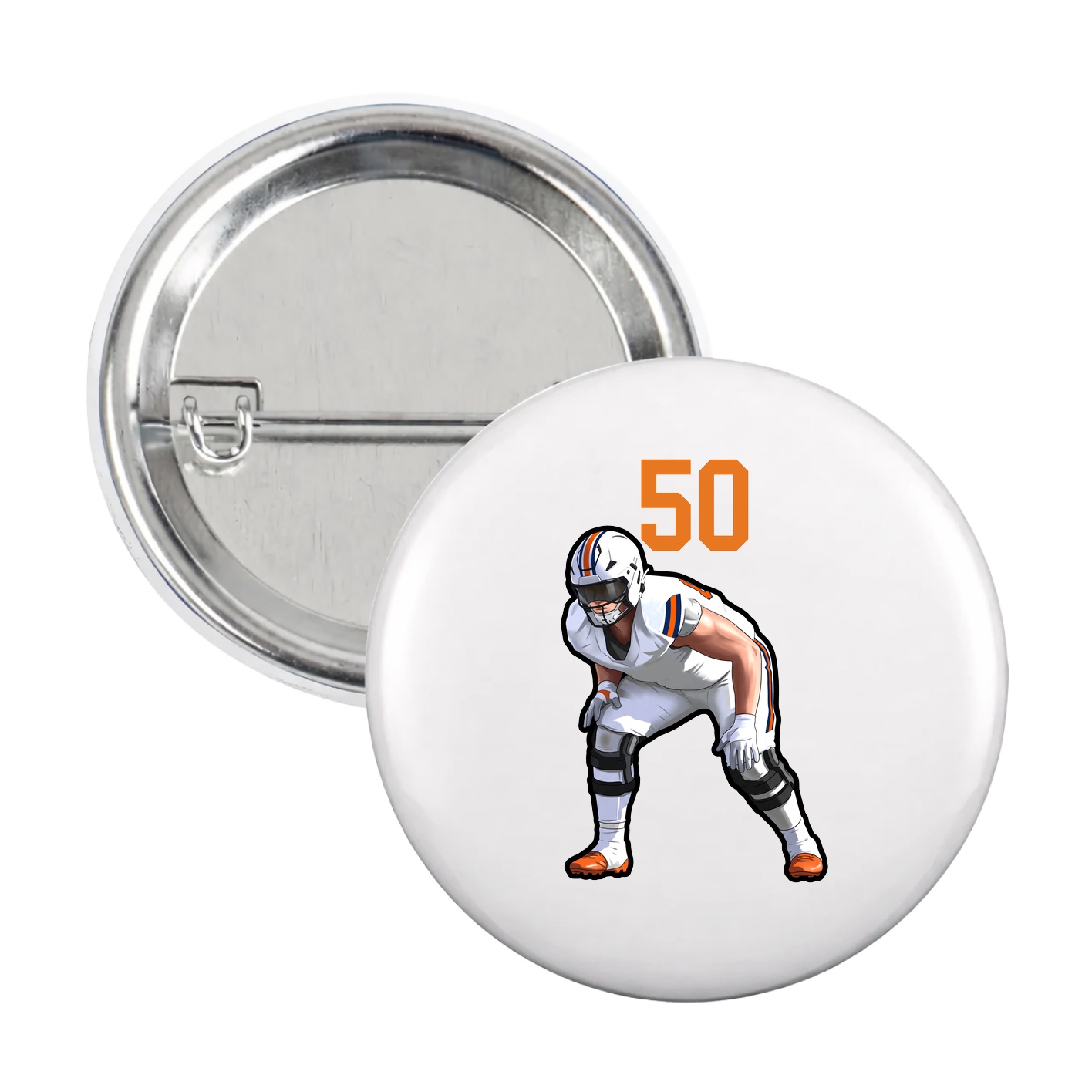 Game Day Button — Number Top in White