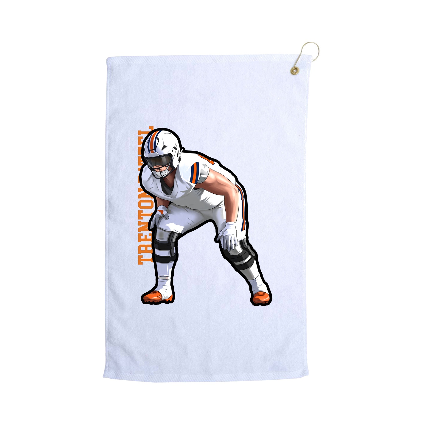 Golf Towel — Name Vertical in White