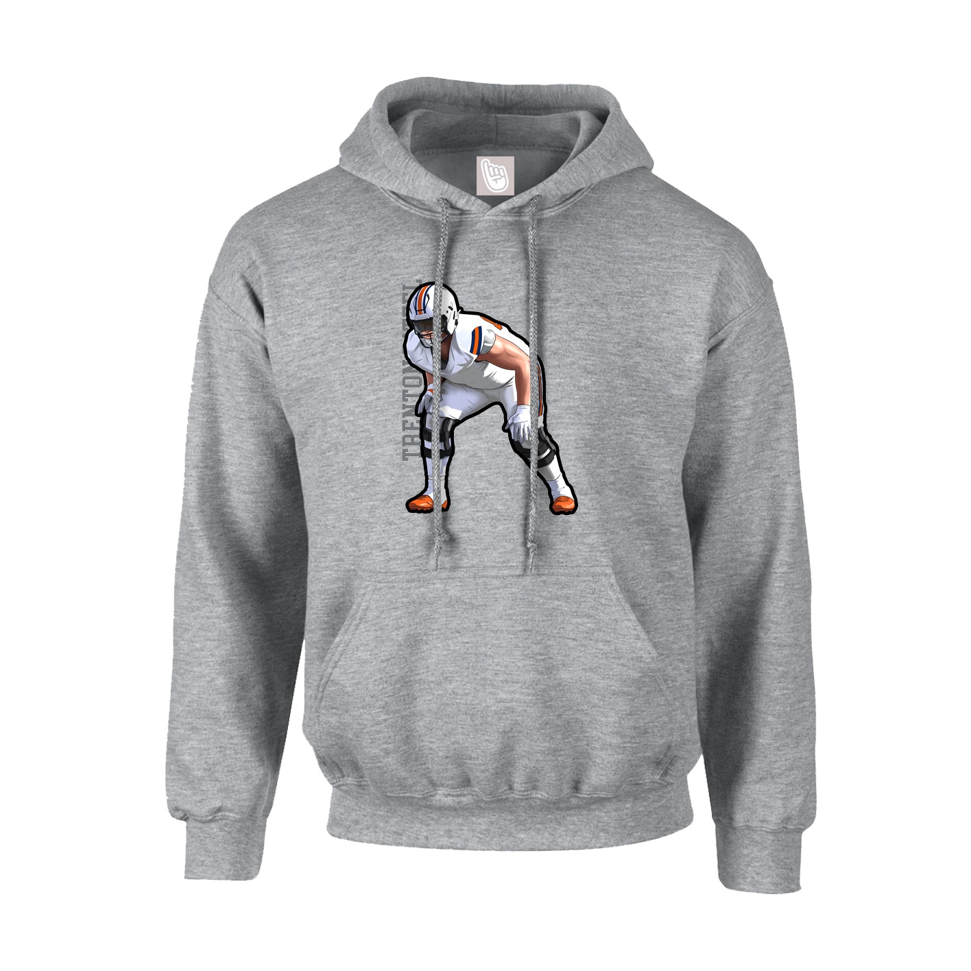 Youth Hoodie — Name Vertical in Grey