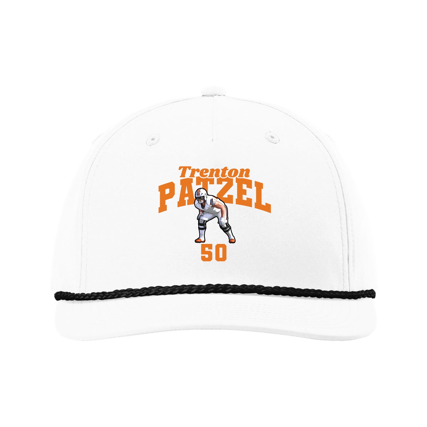 Five-Panel Classic Rope Cap — Signature Arch in White