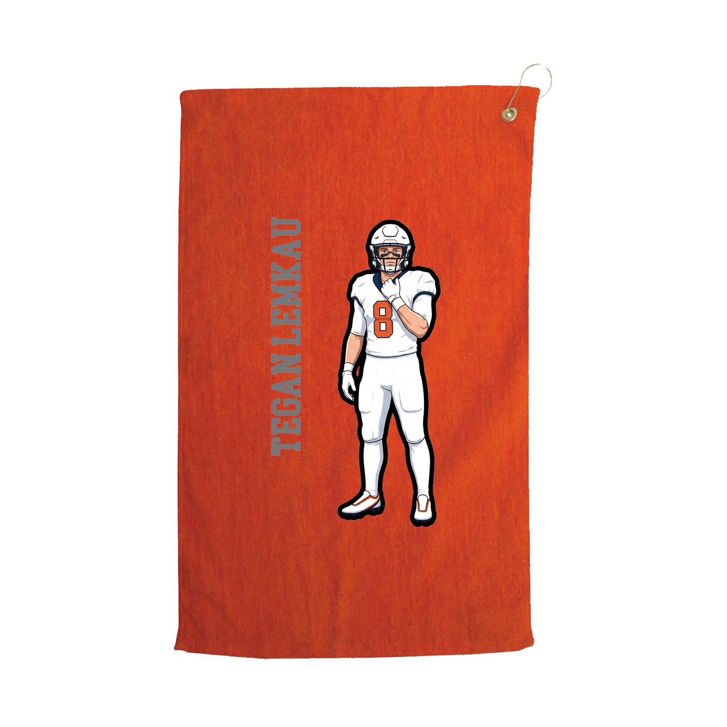Golf Towel — Name Vertical in Orange