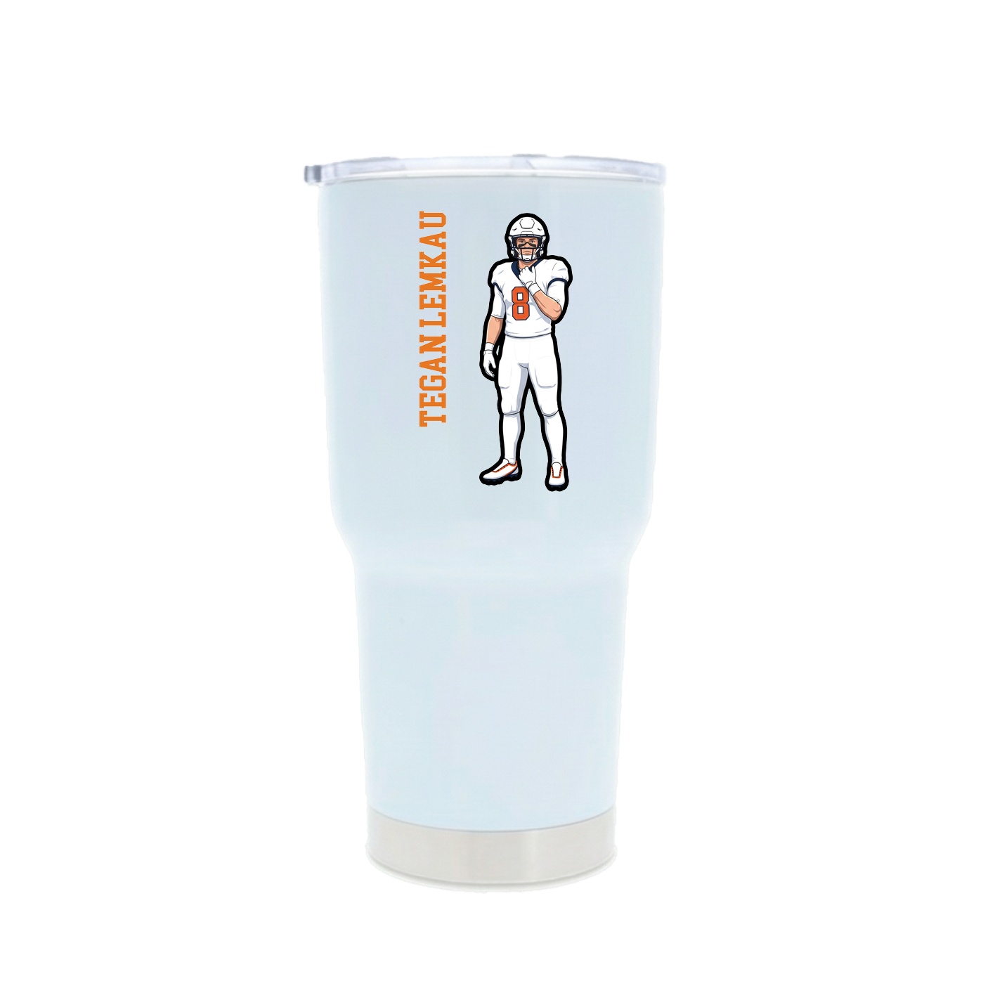 30oz Stainless Steel Tumbler — Name Vertical in White