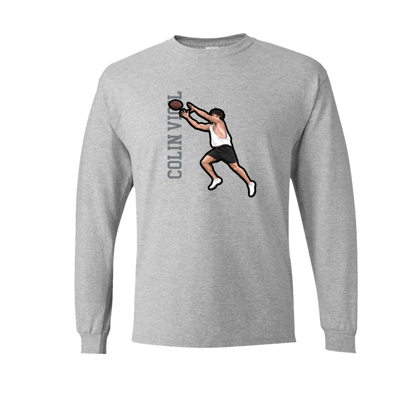 Long Sleeve Tee — Name Vertical in Grey