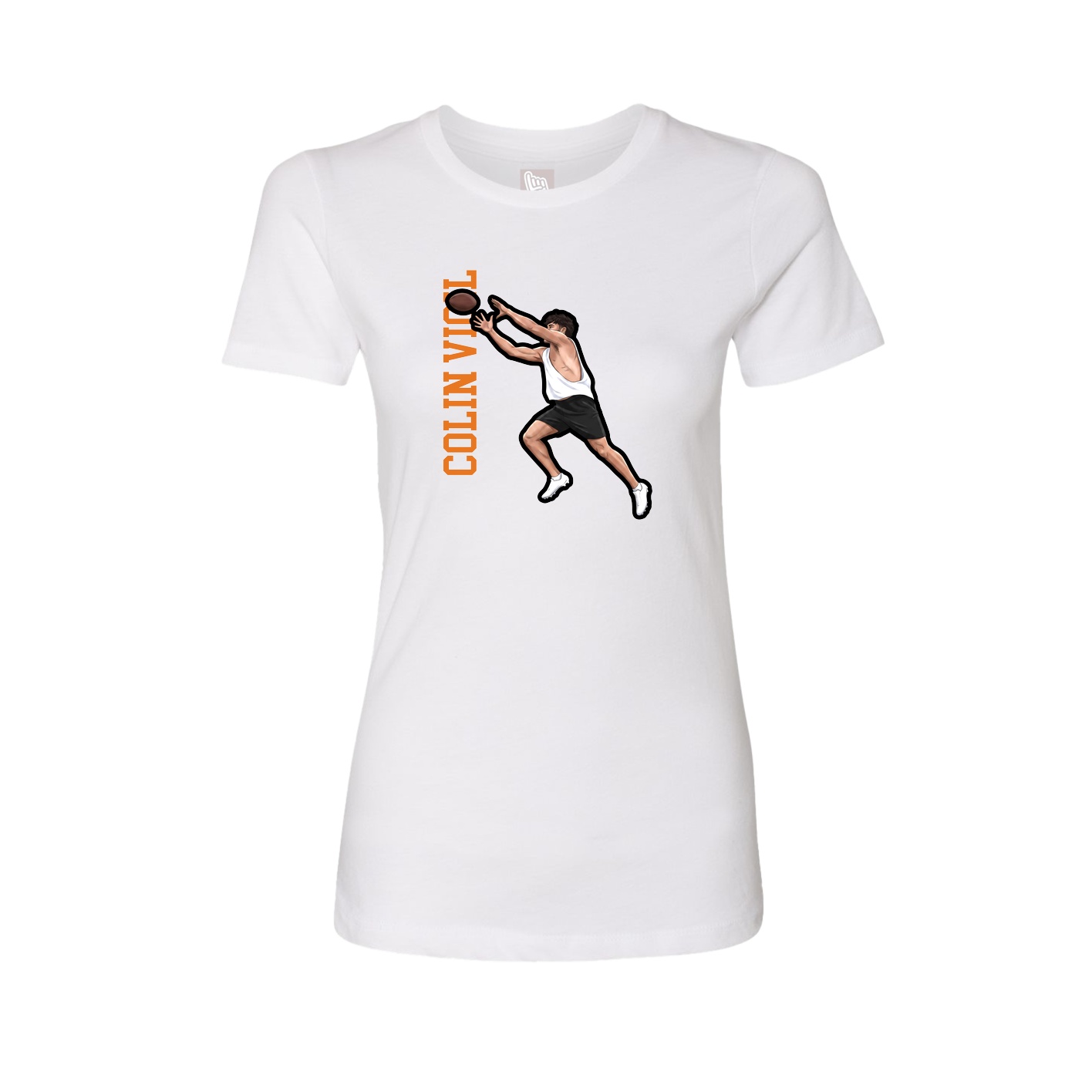 Fitted Women's Tee — Name Vertical in White