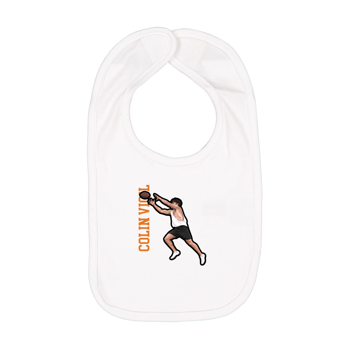 Infant Bib — Name Vertical in White