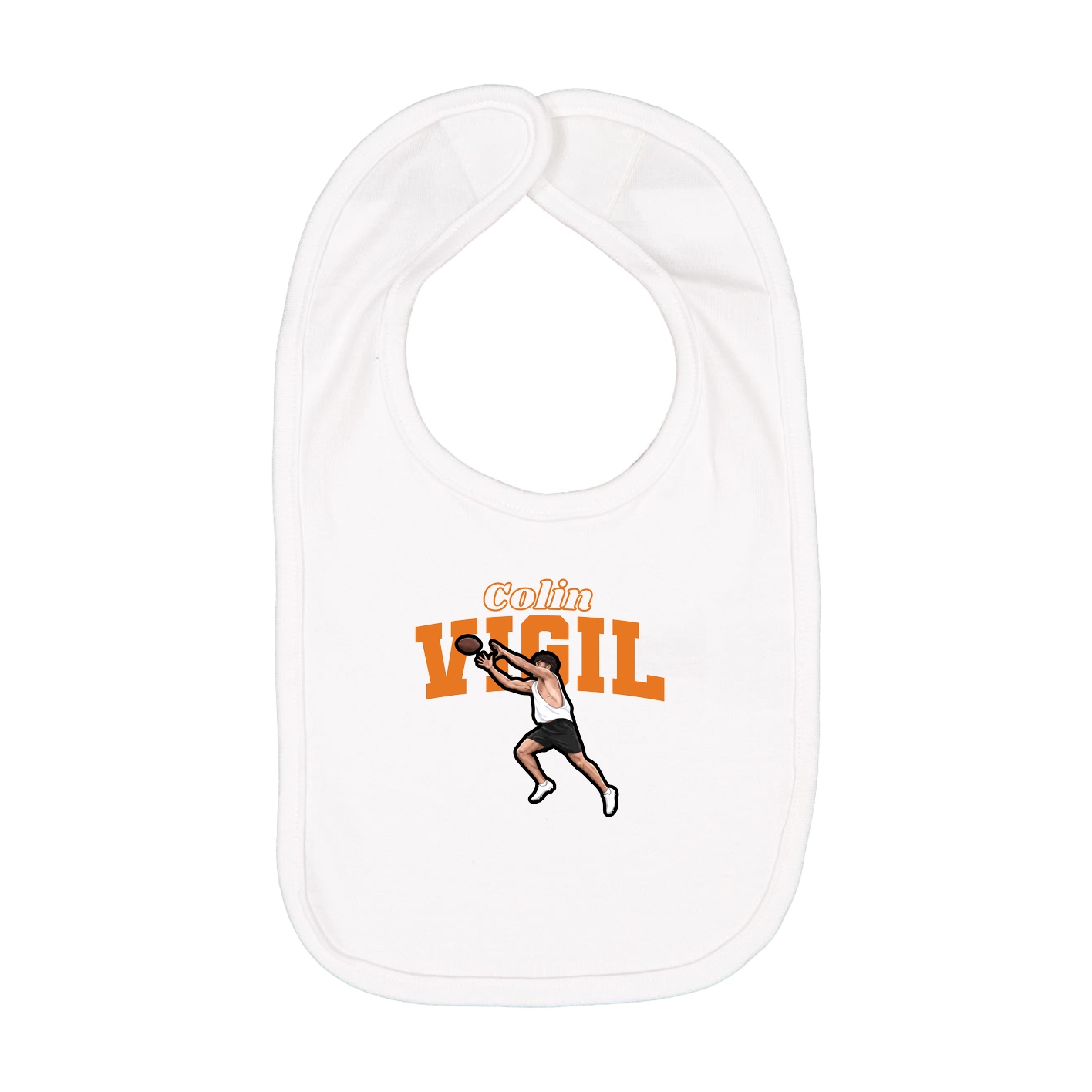 Infant Bib — Name Arch in White