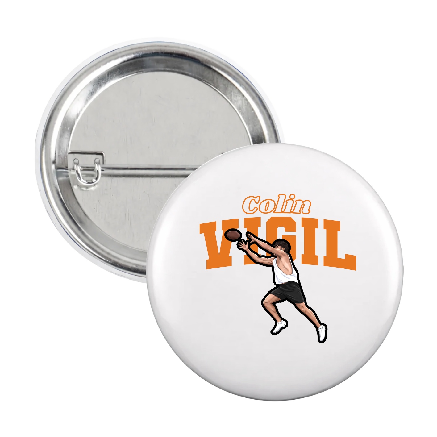 Game Day Button — Name Arch in White