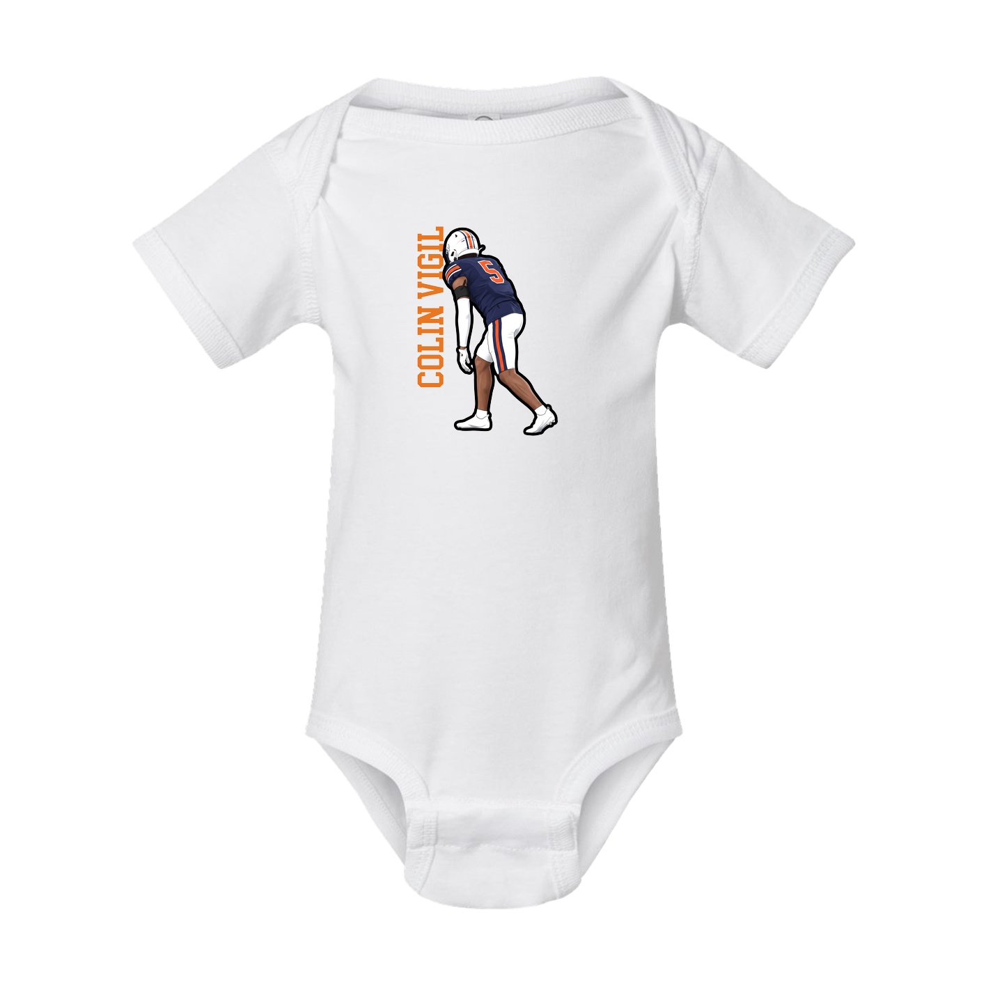 Baby Onesie — Name Vertical in White
