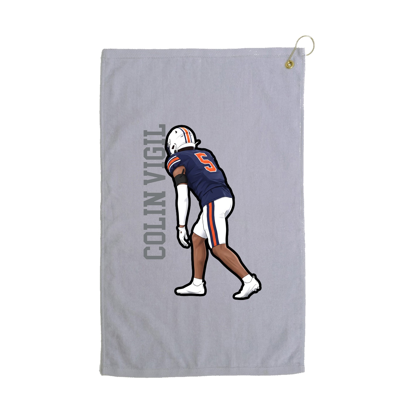 Golf Towel — Name Vertical in Grey