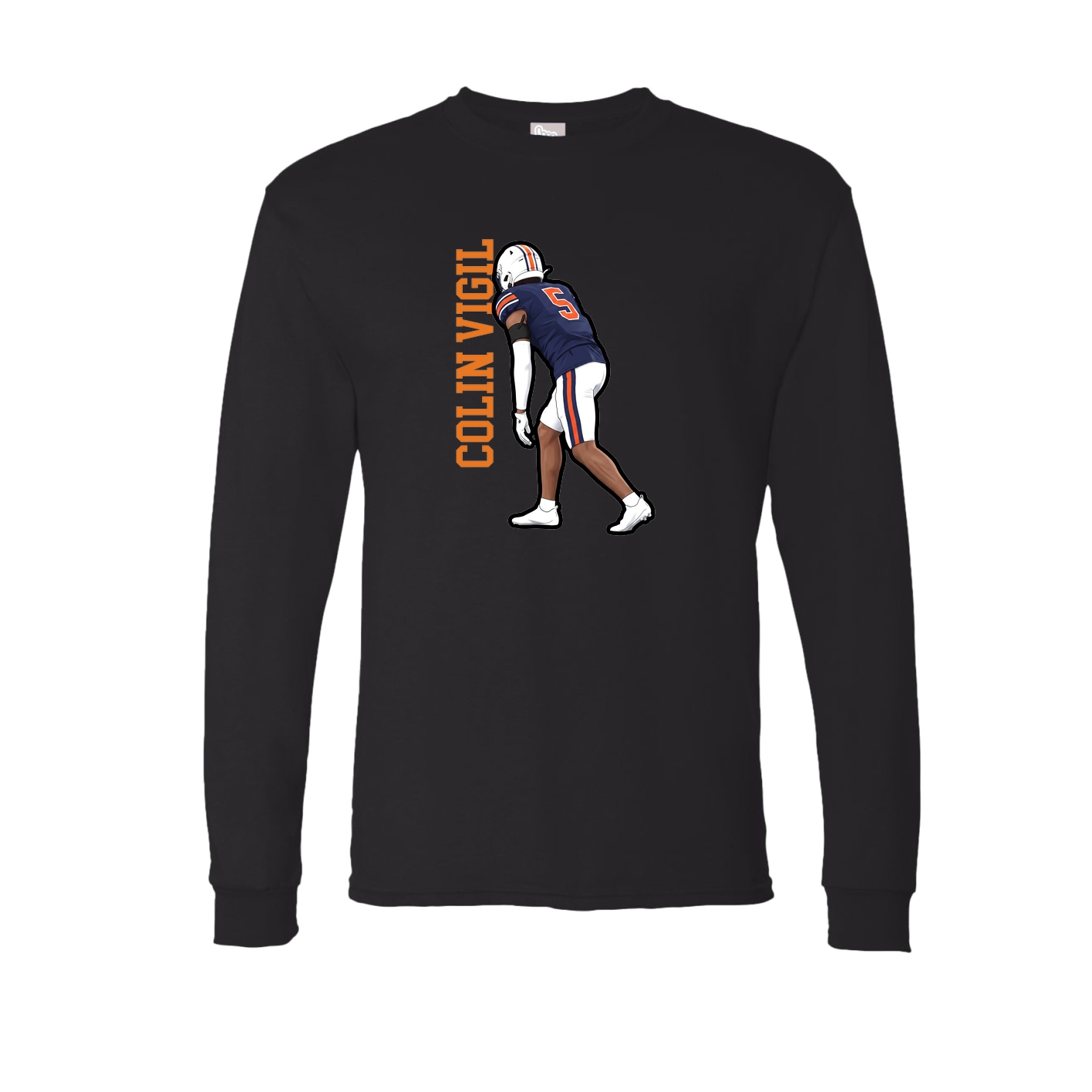 Long Sleeve Tee — Name Vertical in Black