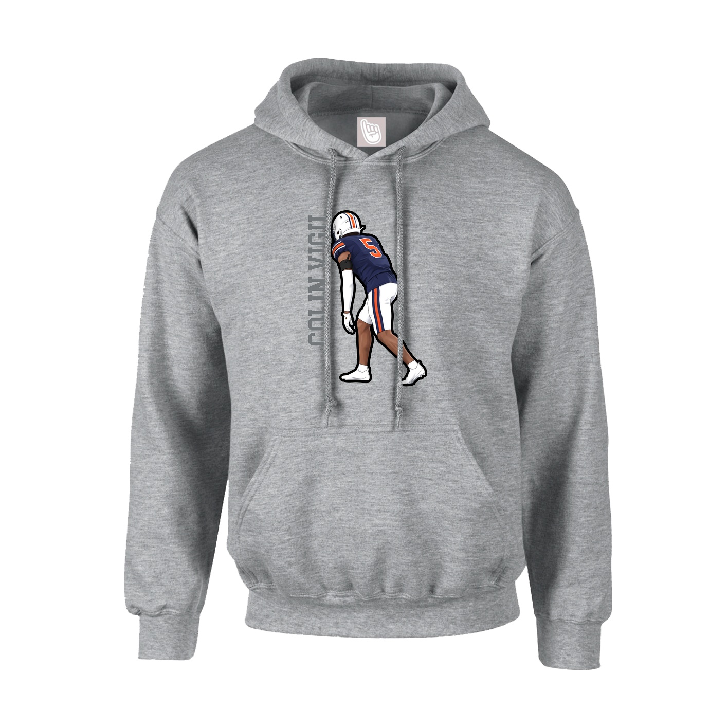 Hoodie — Name Vertical in Grey