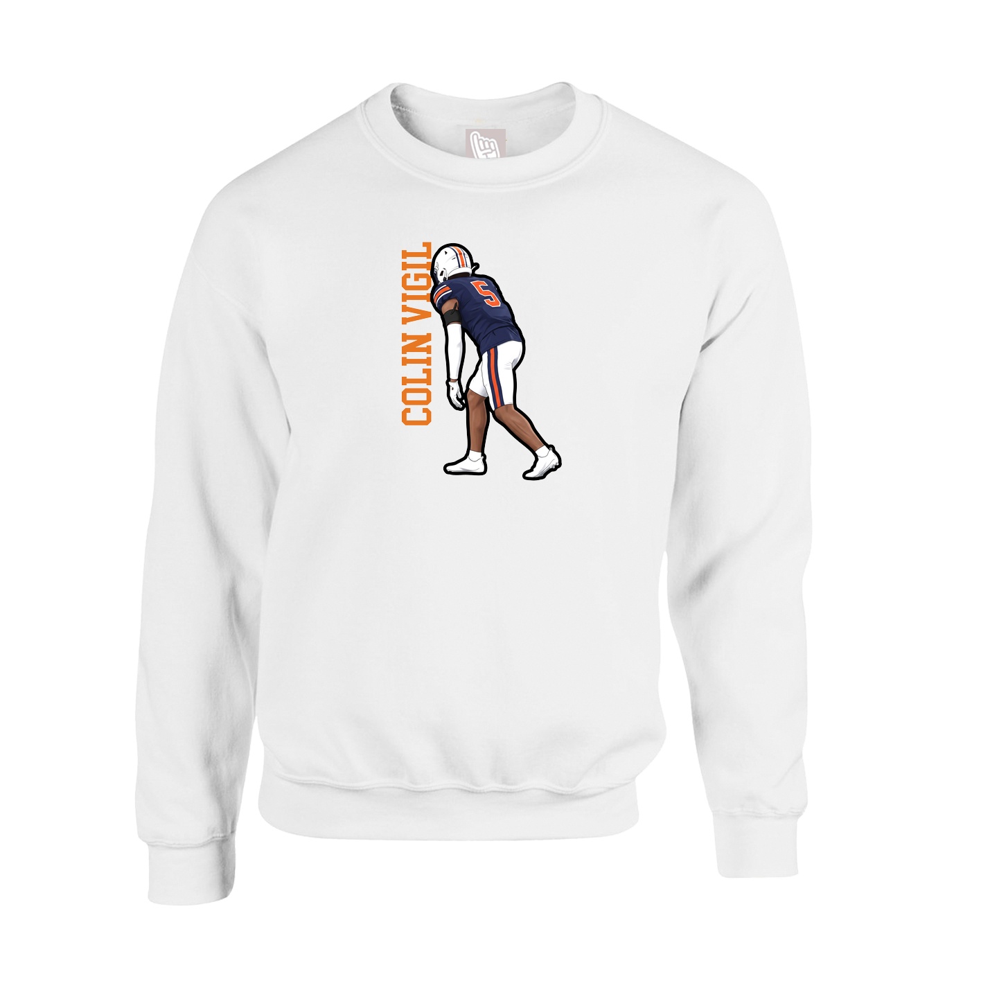 Fleece Crew — Name Vertical in White