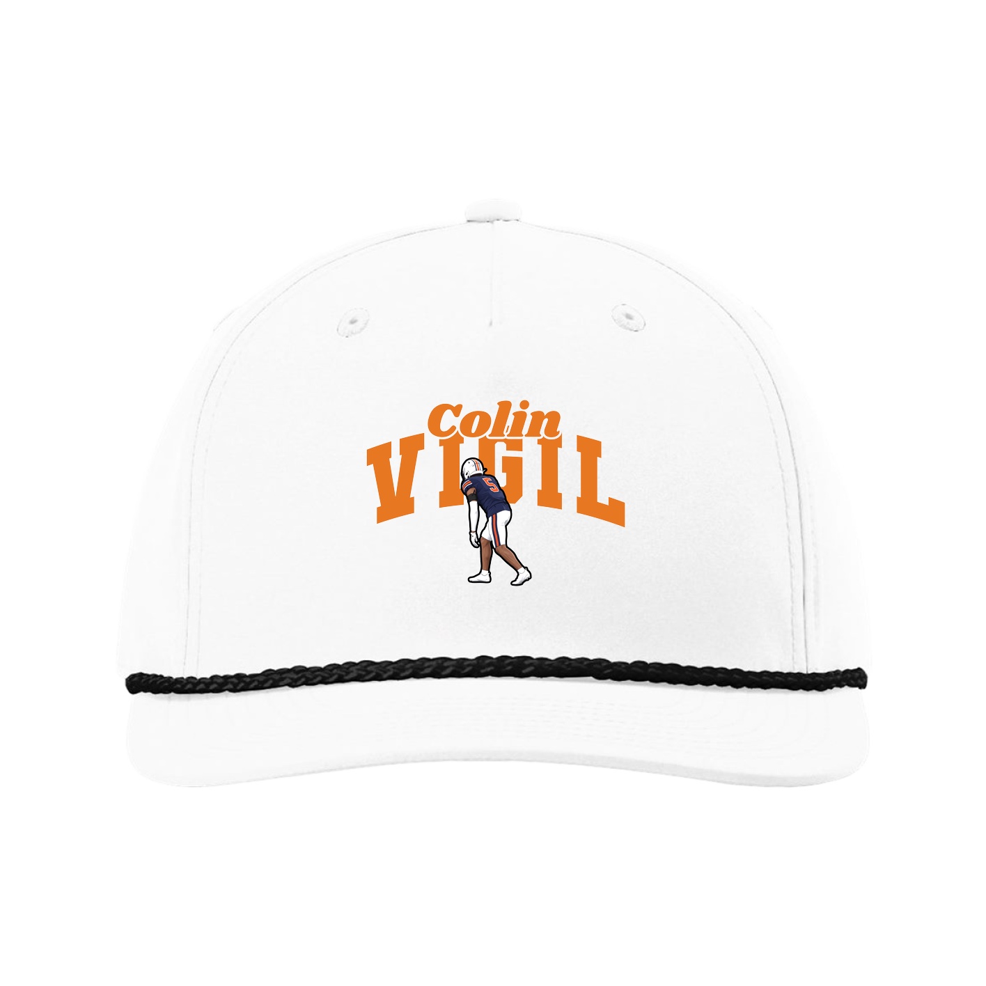 Five-Panel Classic Rope Cap — Signature Arch in White