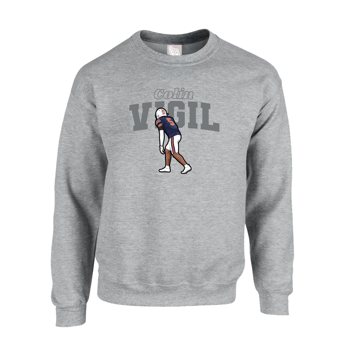 Fleece Crew — Name Arch in Grey