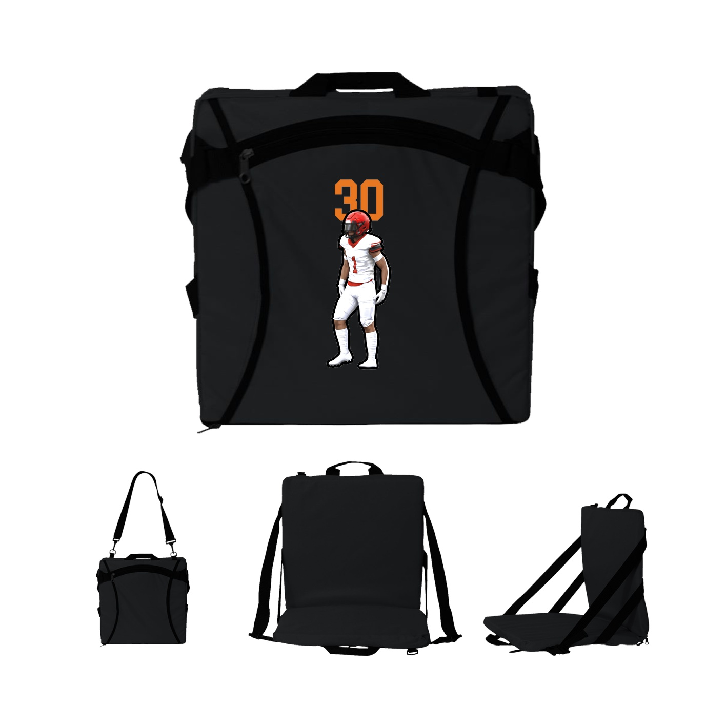 Folding Stadium Seat — Number Top in Black