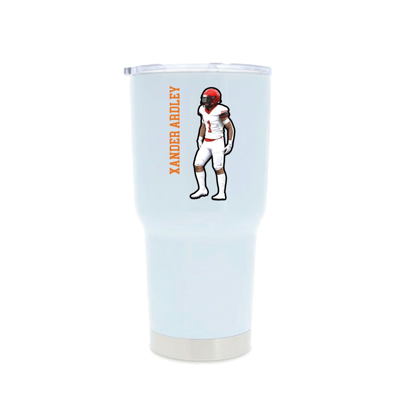 30oz Stainless Steel Tumbler — Name Vertical in White