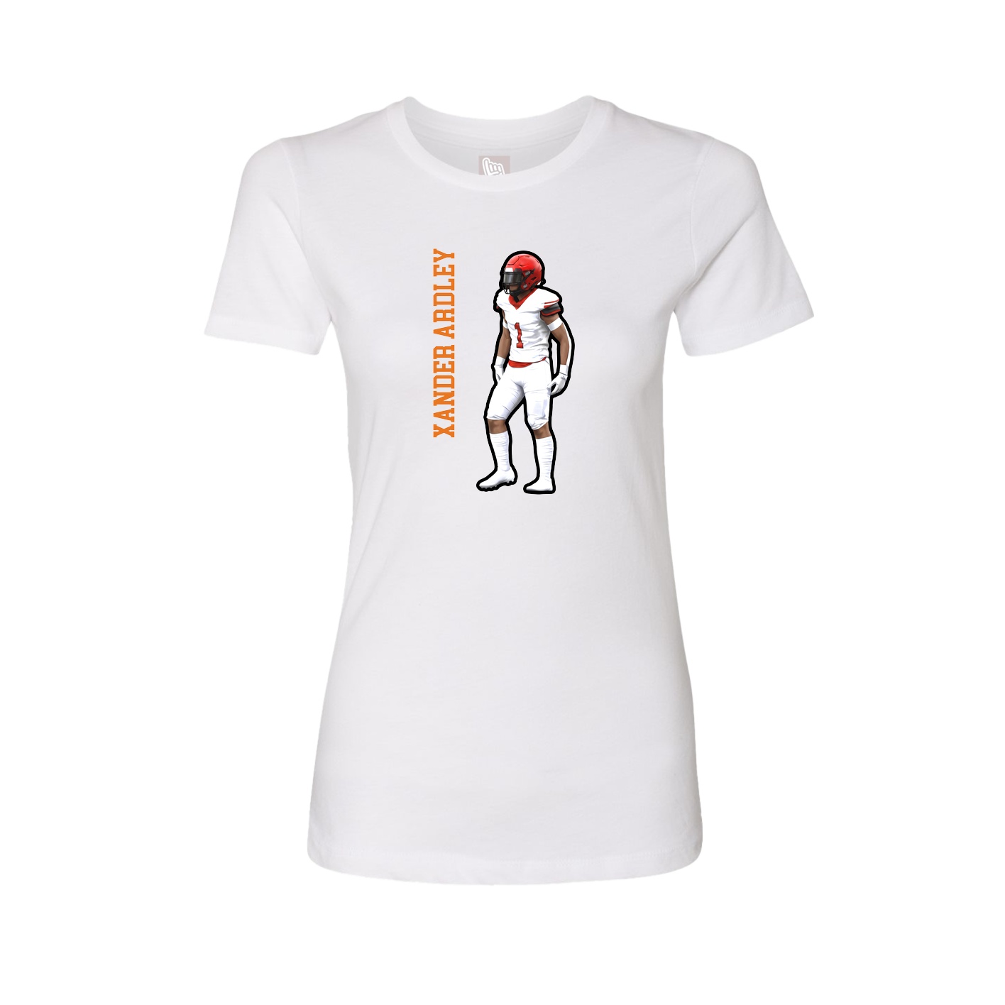 Fitted Women's Tee — Name Vertical in White
