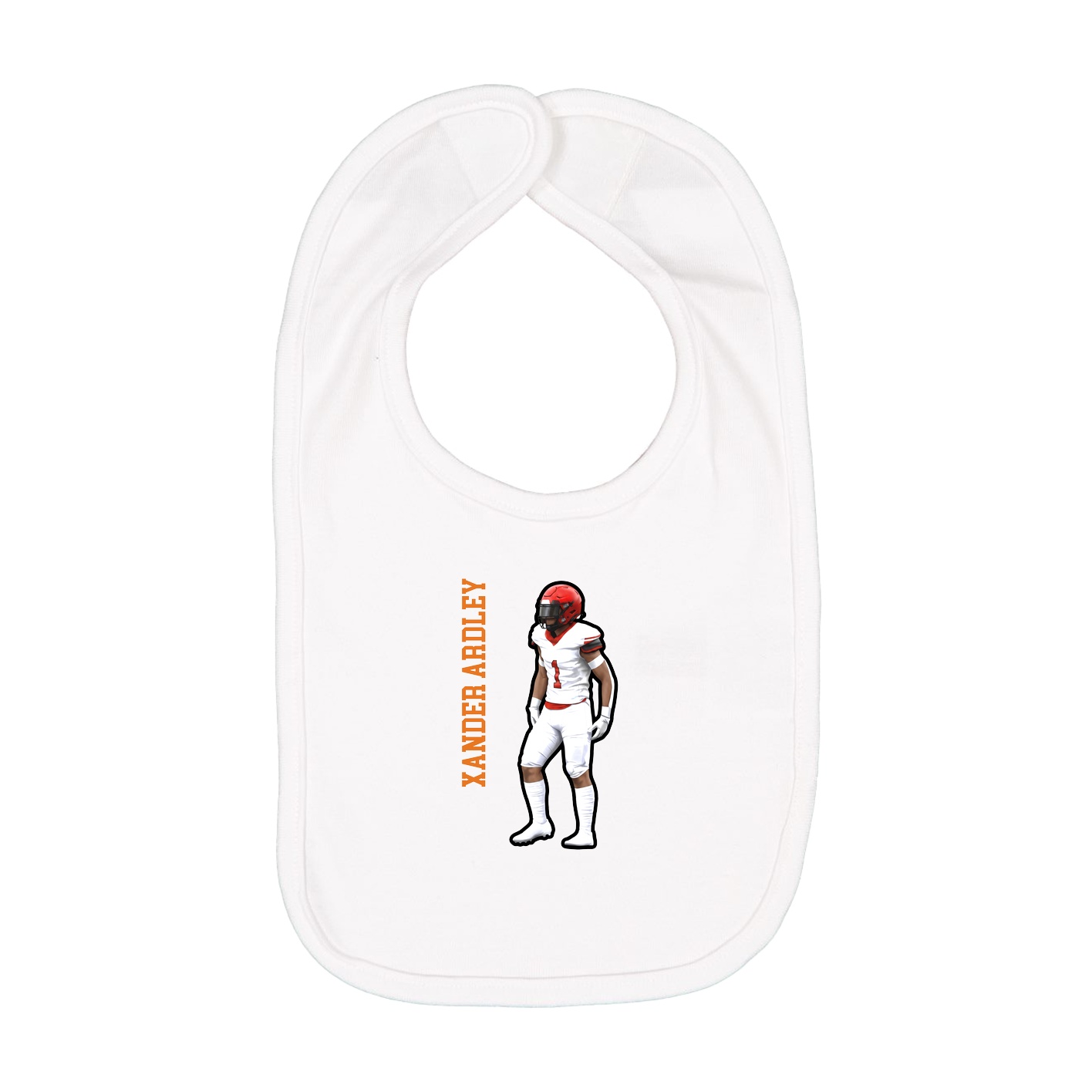 Infant Bib — Name Vertical in White