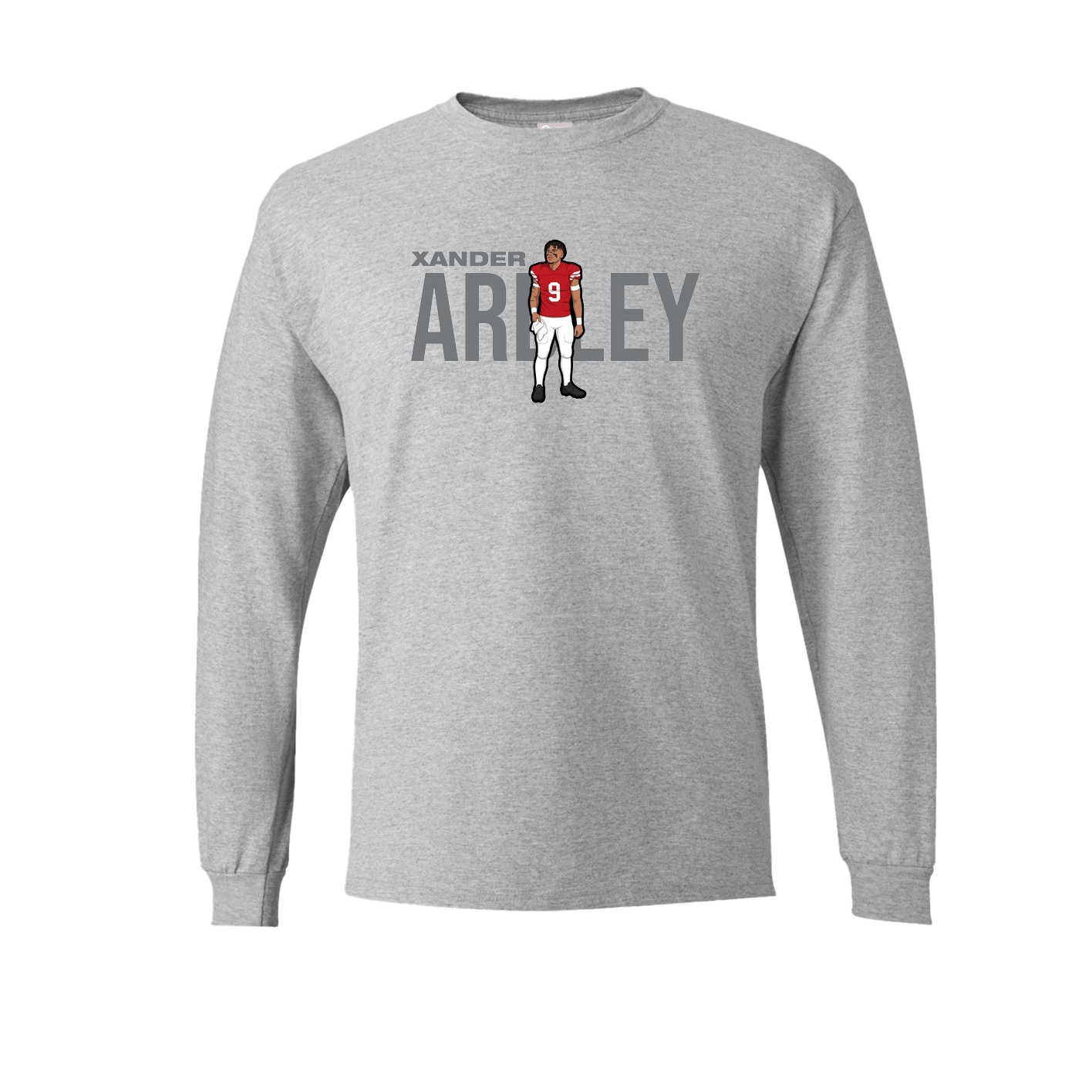 Long Sleeve Tee — Player Name in Grey