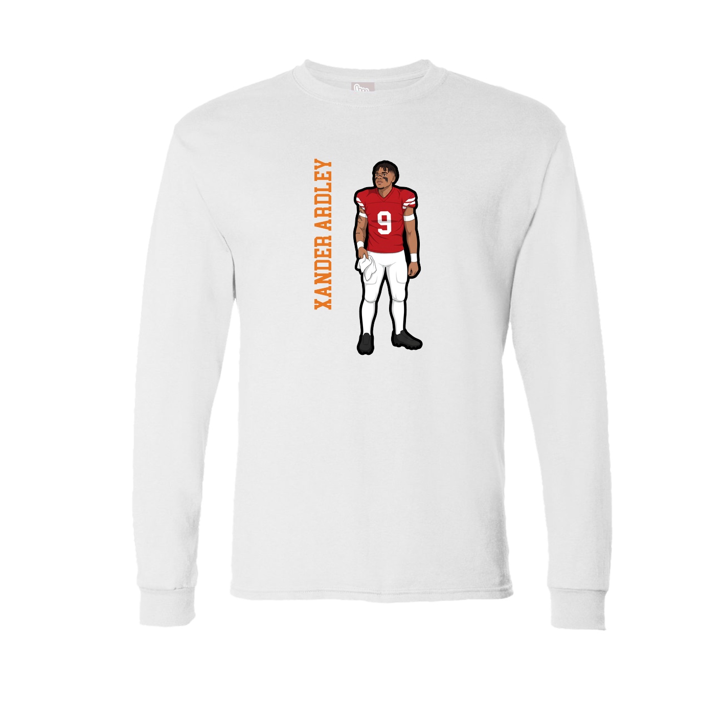 Long Sleeve Tee — Name Vertical in White