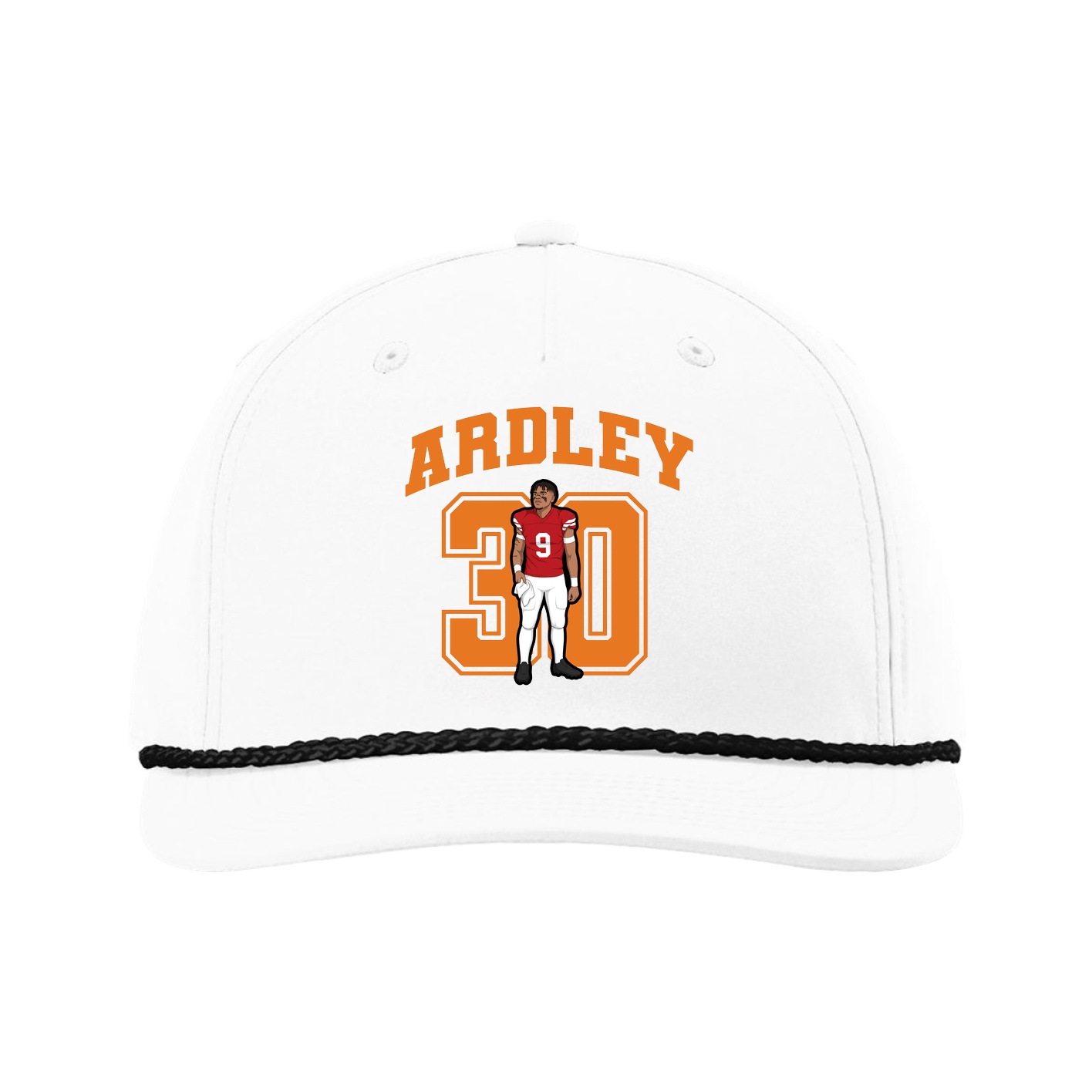 Five-Panel Classic Rope Cap — Number in White