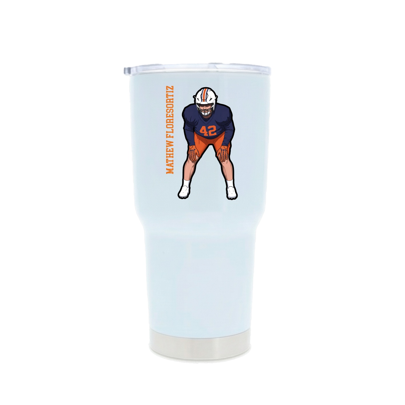 30oz Stainless Steel Tumbler — Name Vertical in White
