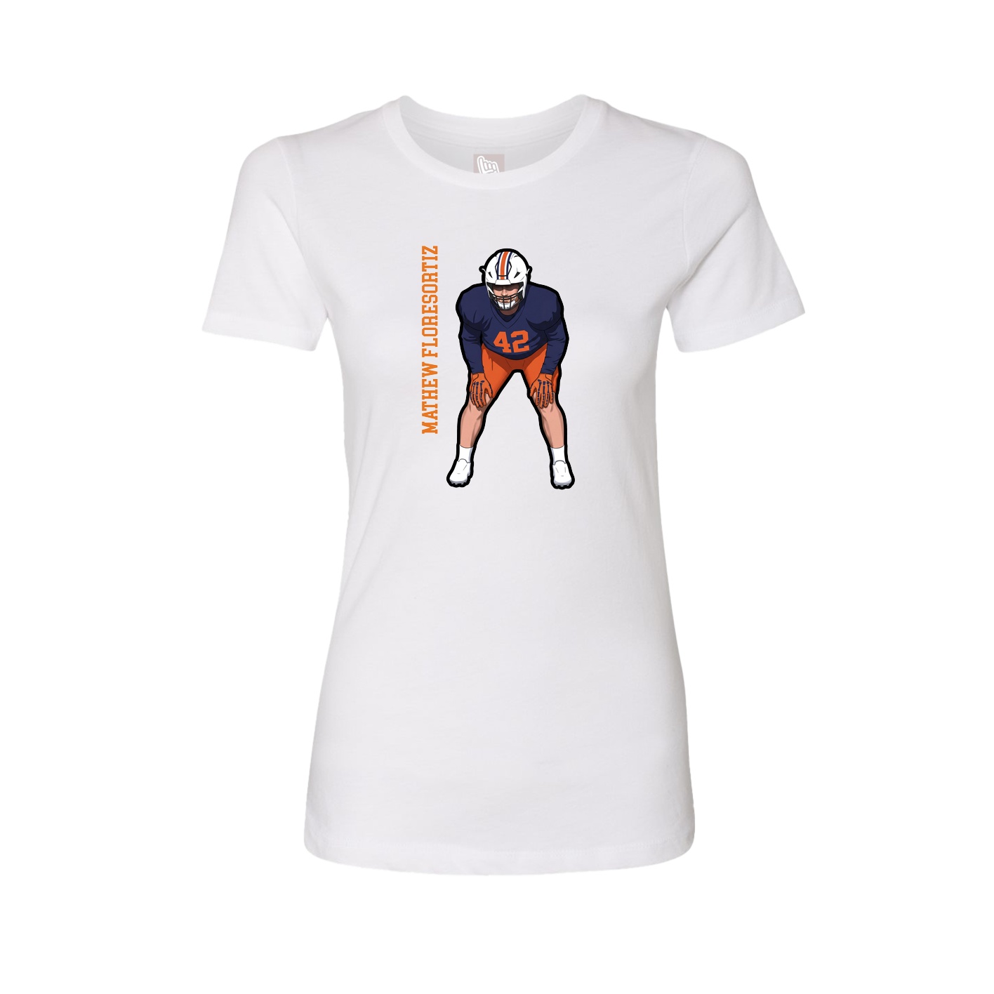 Fitted Women's Tee — Name Vertical in White
