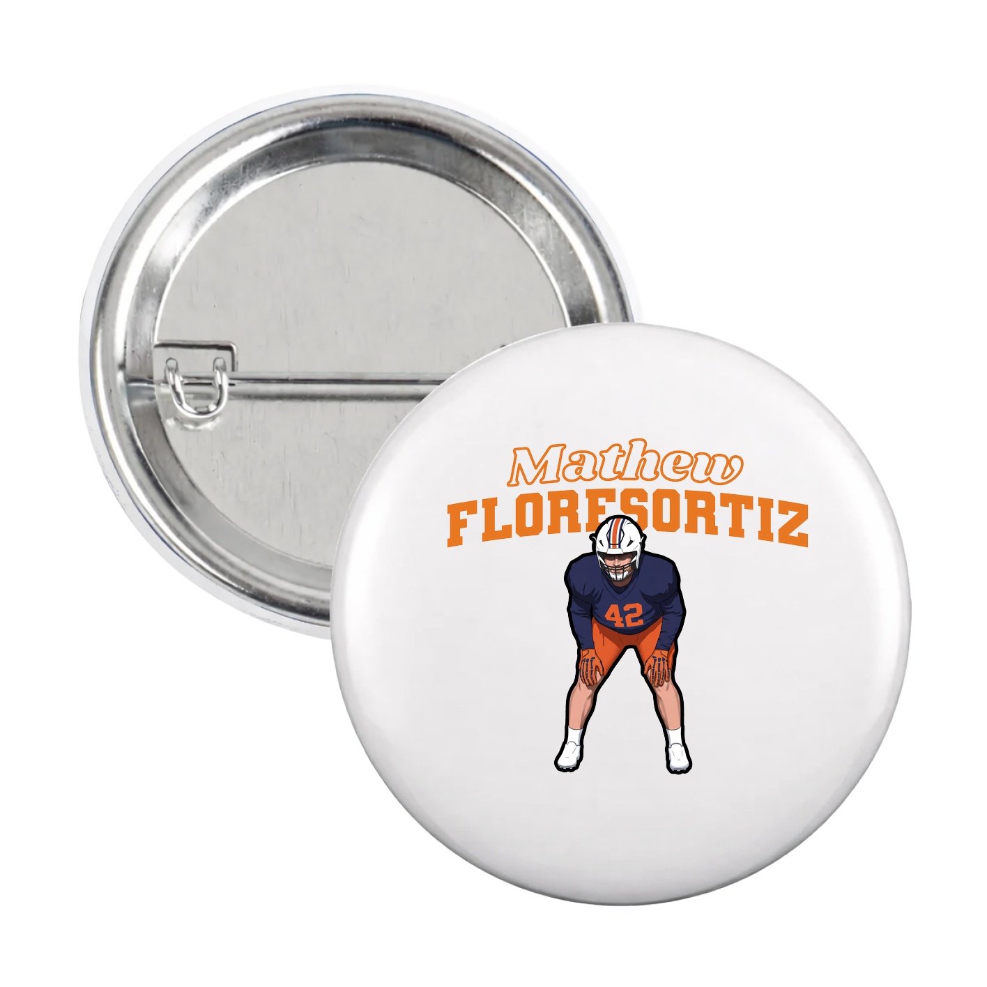Game Day Button — Name Arch in White