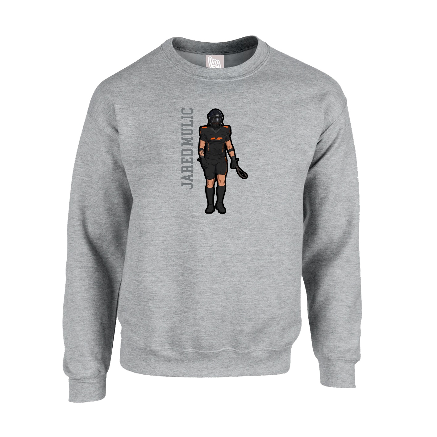 Fleece Crew — Name Vertical in Grey